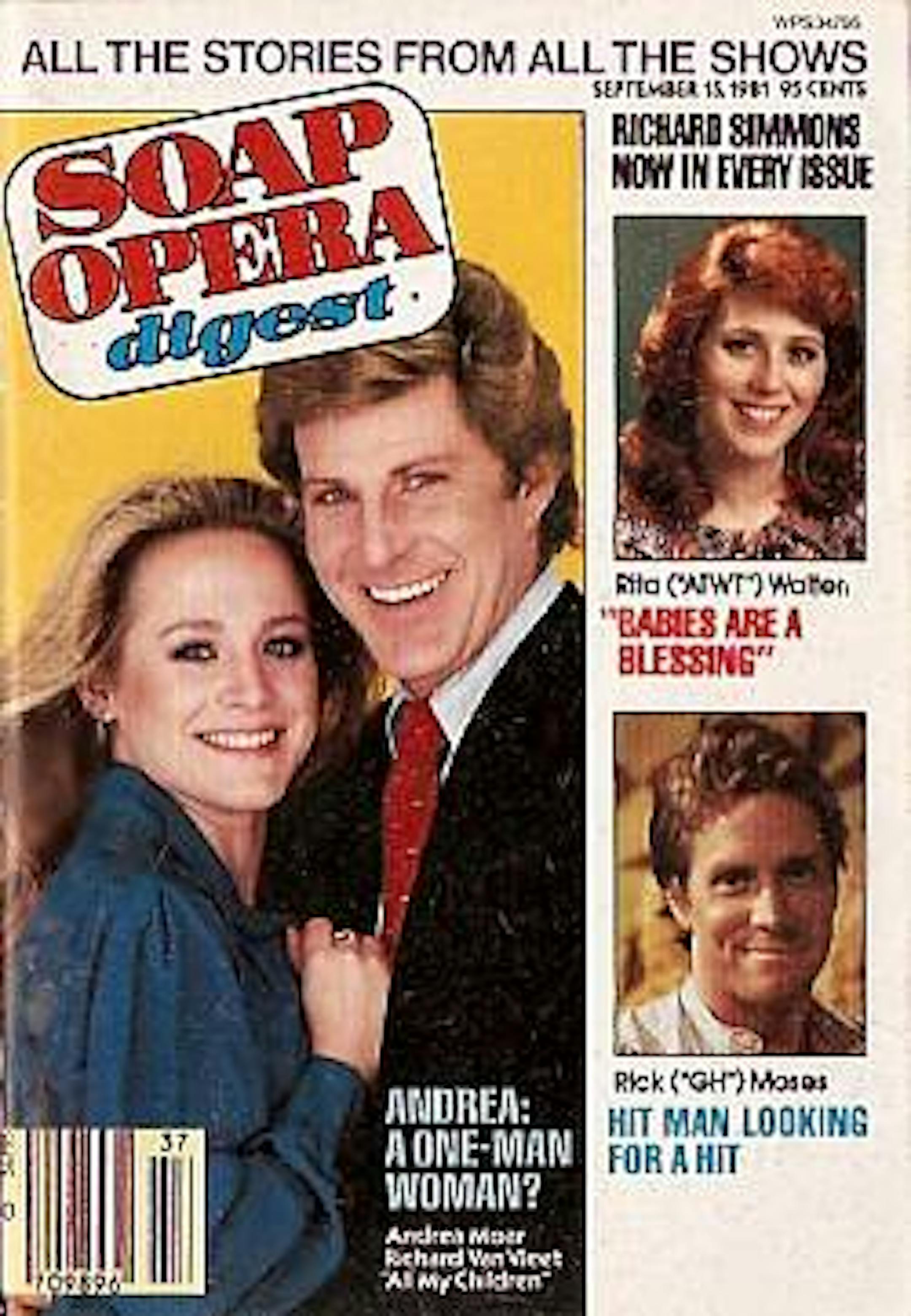 Andrea Schenck appeared on the cover of the Sept. 15, 1981 edition of Soap Opera Digest. She continued to use Andrea Moar as her professional name.