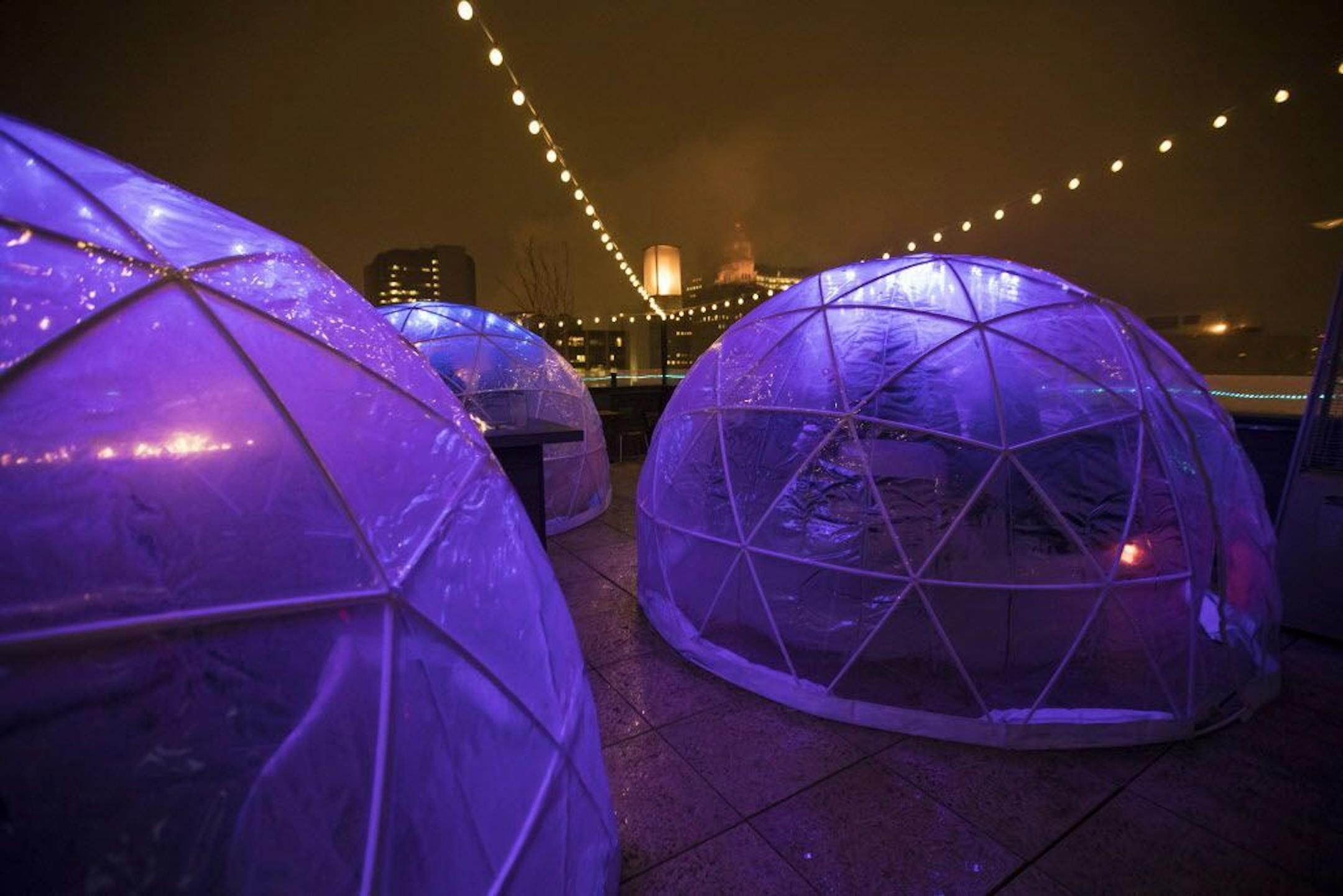 Igloos on the rooftop at La Vetta on Wednesday, January 10, 2018, in Rochester, Minn.