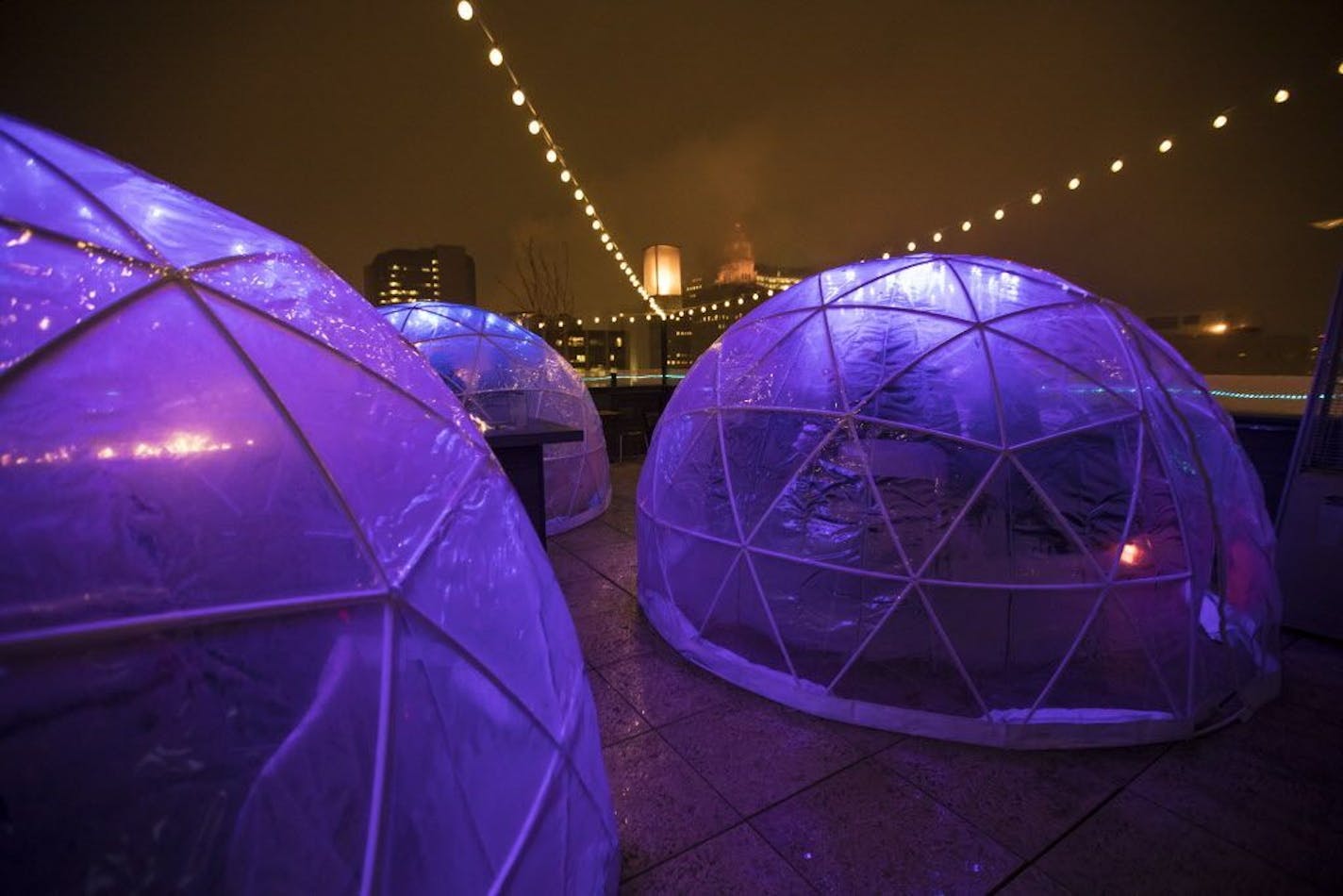 Igloos on the rooftop at La Vetta on Wednesday, January 10, 2018, in Rochester, Minn.