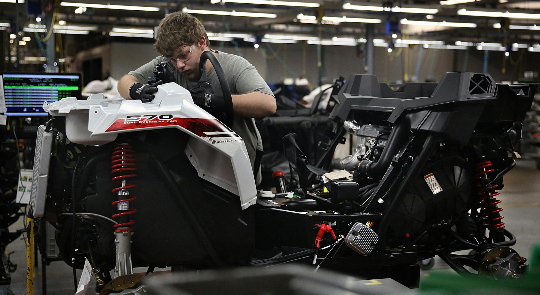 A new vehicle with added safety features called the Sportsman Ace is being built at a Polaris plant in Milford, Iowa