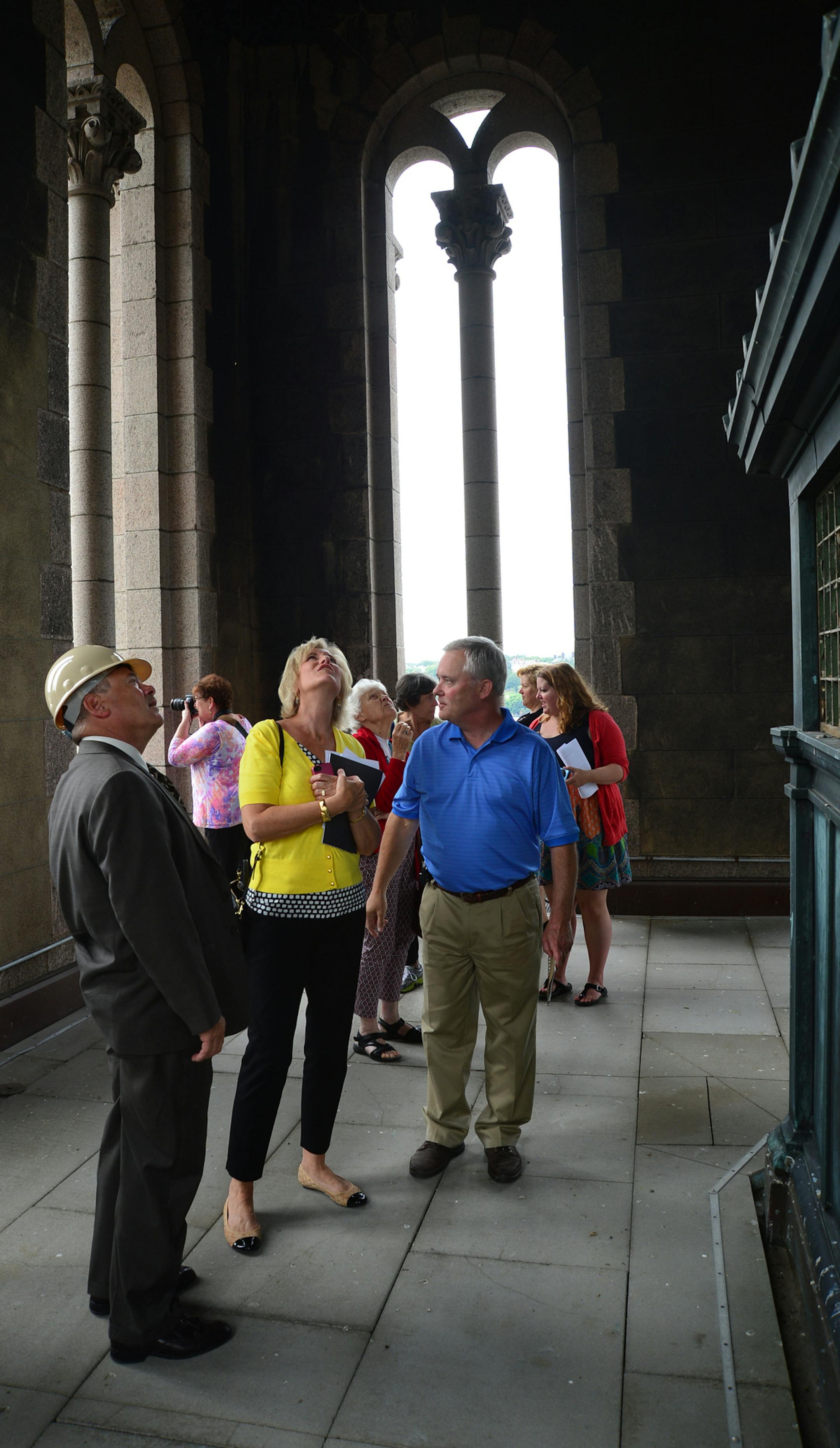 Ramsey County will launch Thursday a $3.6 million restoration of the Landmark Center in downtown St. Paul, the largest restoration of the iconic former courthouse since the 1970s. The project includes renovation of both North and South towers and complete tuck pointing of the building. The North tower was open for a tour before a press event announcing the renovation ] Richard.Sennott@startribune.com Richard Sennott/Star Tribune St Paul Minnesota Thursday 7/25/13) ** (cq)