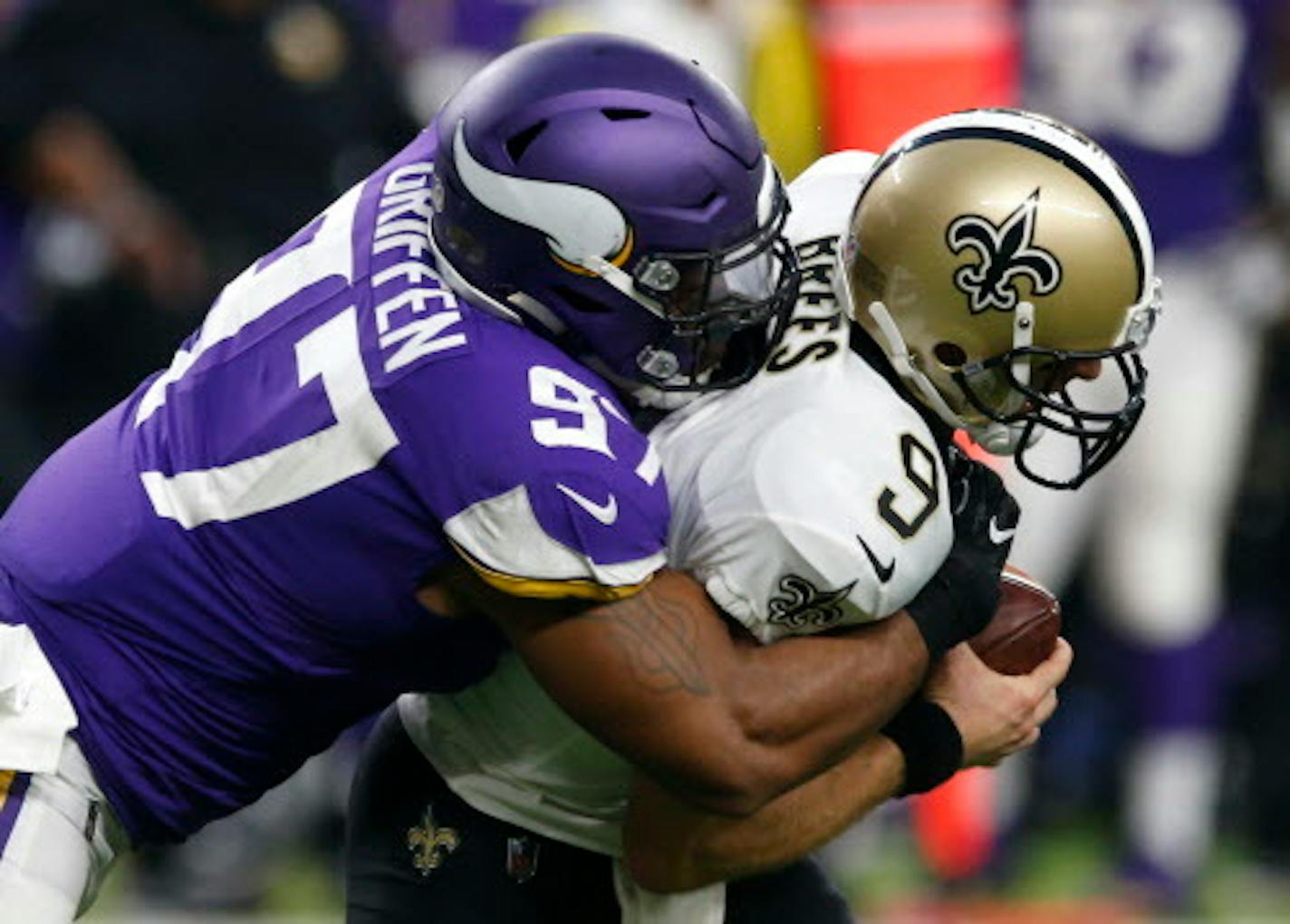 Saints quarterback Drew Brees will get a rematch against defensive end Everson Griffen and the Vikings in the NFC divisional round at U.S. Bank Stadium.