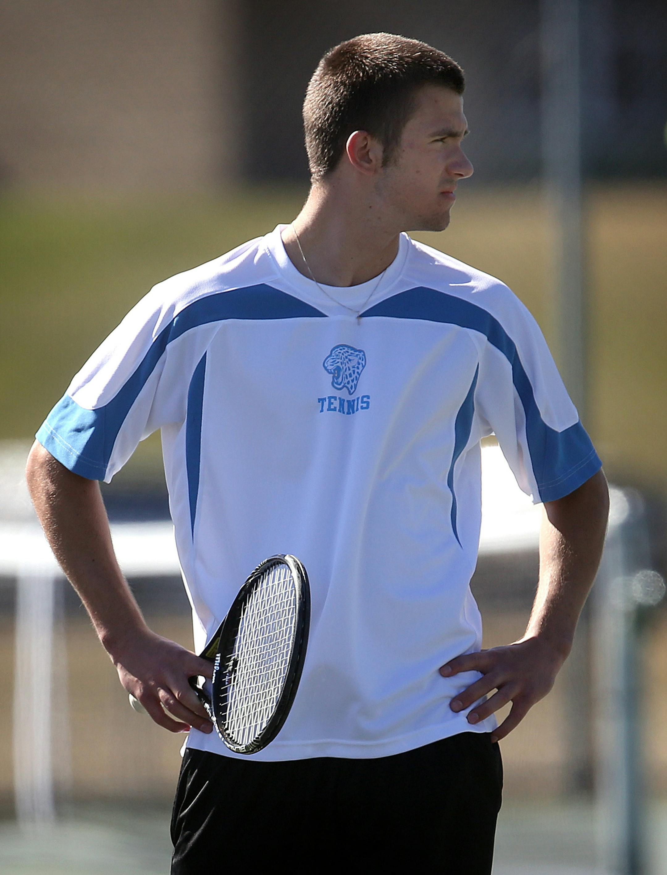 Bloomington Jefferson senior Tim Larson is ranked No. 8 among Class 2A tennis players in the state and is the only one who is a three-sport athlete. He chose a well-rounded athletic career rather than focus on one sport. Bloomington Jefferson hosted Lakeville North in a match on Thursday, April 10, 2014. ] JIM GEHRZ ‚Ä¢ jgehrz@startribune.com / Bloomington, MN / April 10, 2014 /3:30 PM