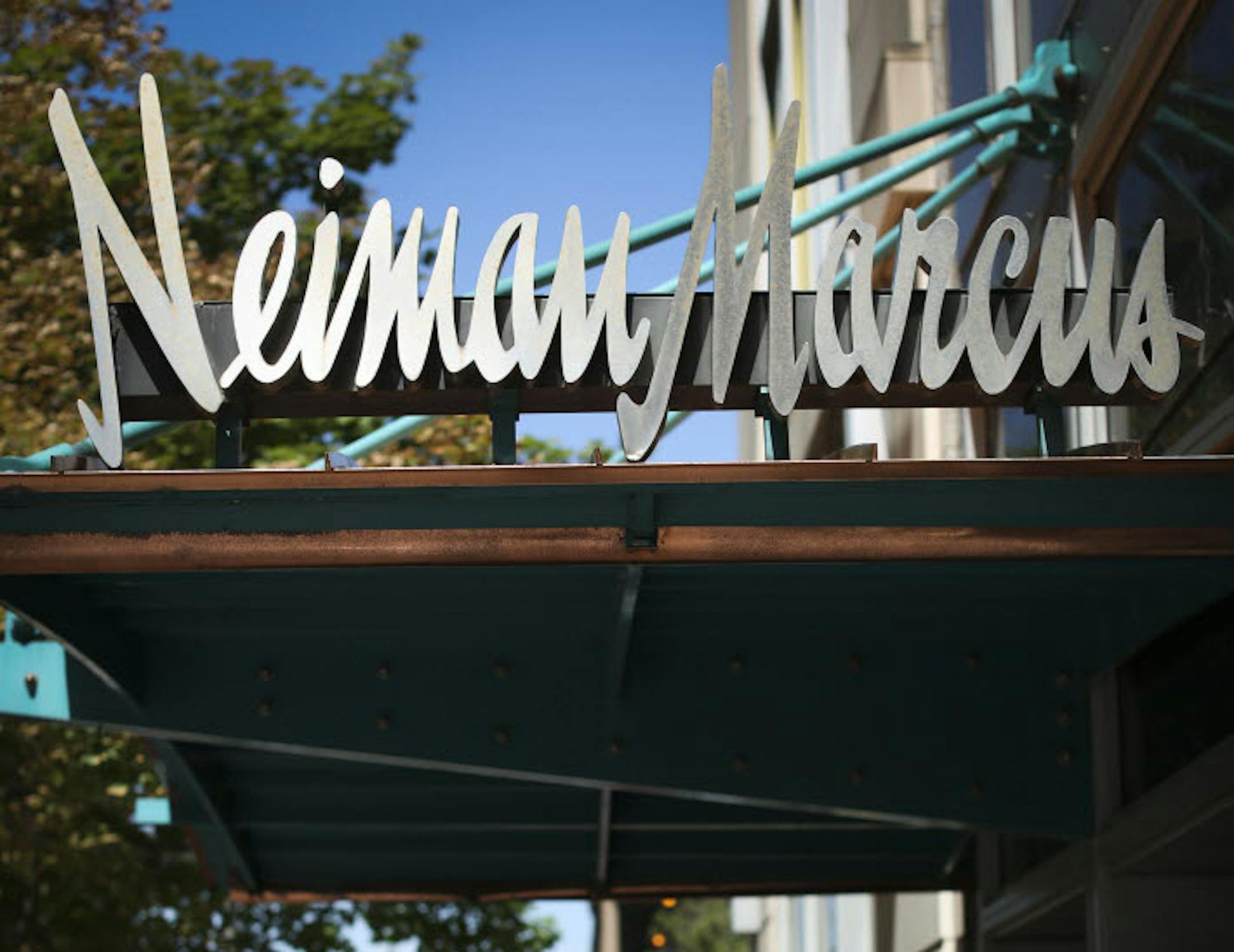The entrance sign to the old Neiman Marcus department store on Nicollet Mall.