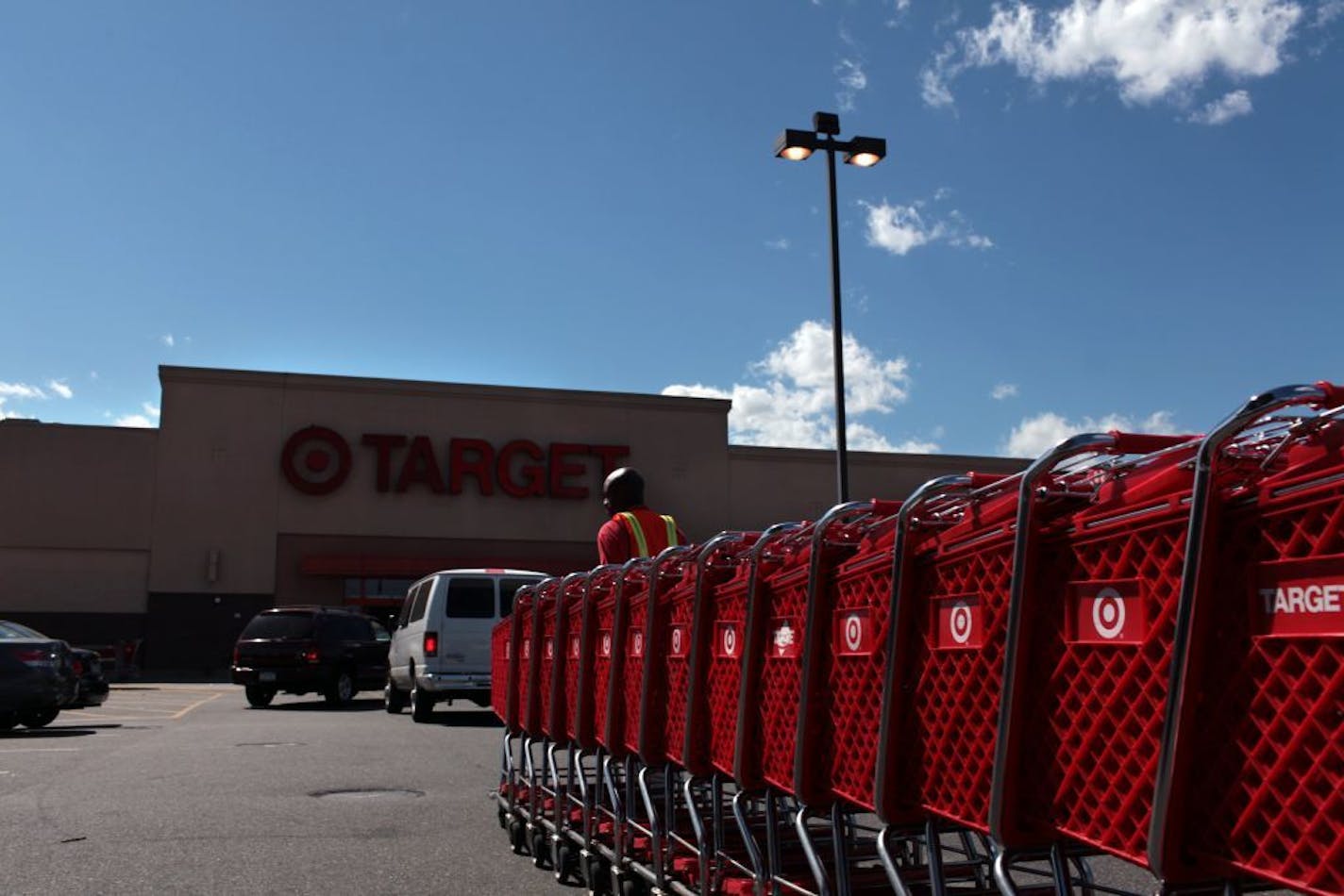 Cart are wheeled through the parking lot at Target in Valley Stream, NY on June 2, 2011.