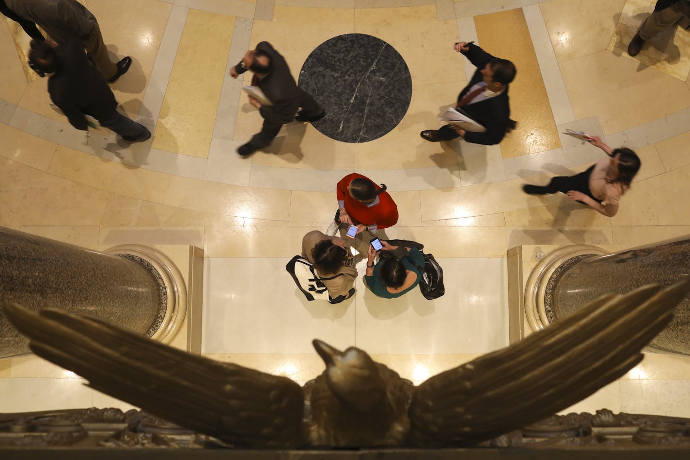 The walkways in the State Capitol were bustling with lawmakers, lobbyists, and other interested parties Sunday afternoon. ] JEFF WHEELER &#xef; jeff.wheeler@startribune.com With just a day left in the session, the Minnesota legislature was busy Sunday, May 21, 2017 at the State Capitol in St. Paul.