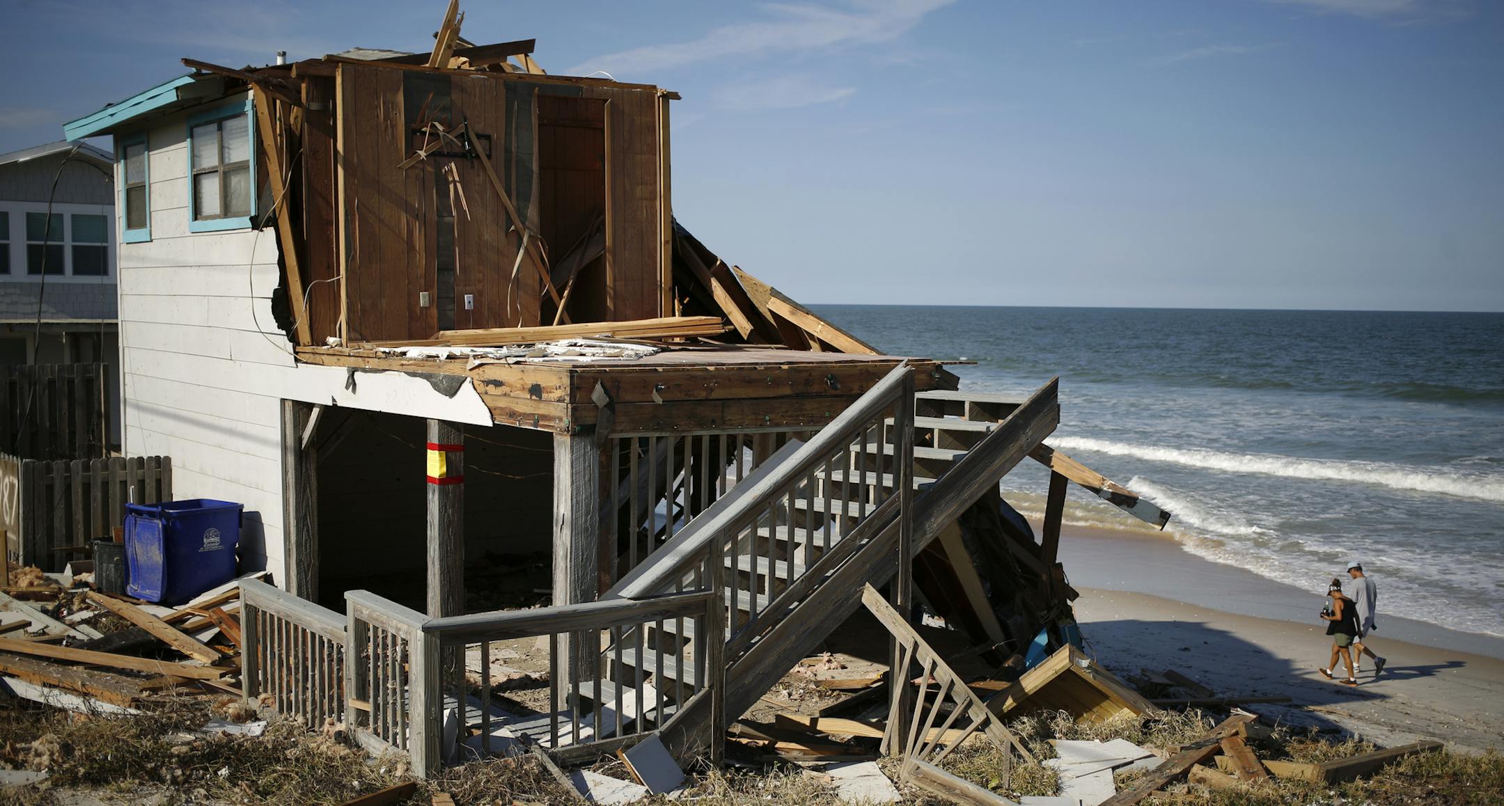 A house wrecked by Hurricane Irma in Ponte Vedre Beach, Fla., Sept. 14, 2017. President Donald Trump visited southwest Florida on Thursday, where he met with state officials and visited areas recovering from the storm, passing out food to survivors, shaking hands and posing for pictures. (Luke Sharrett/The New York Times)