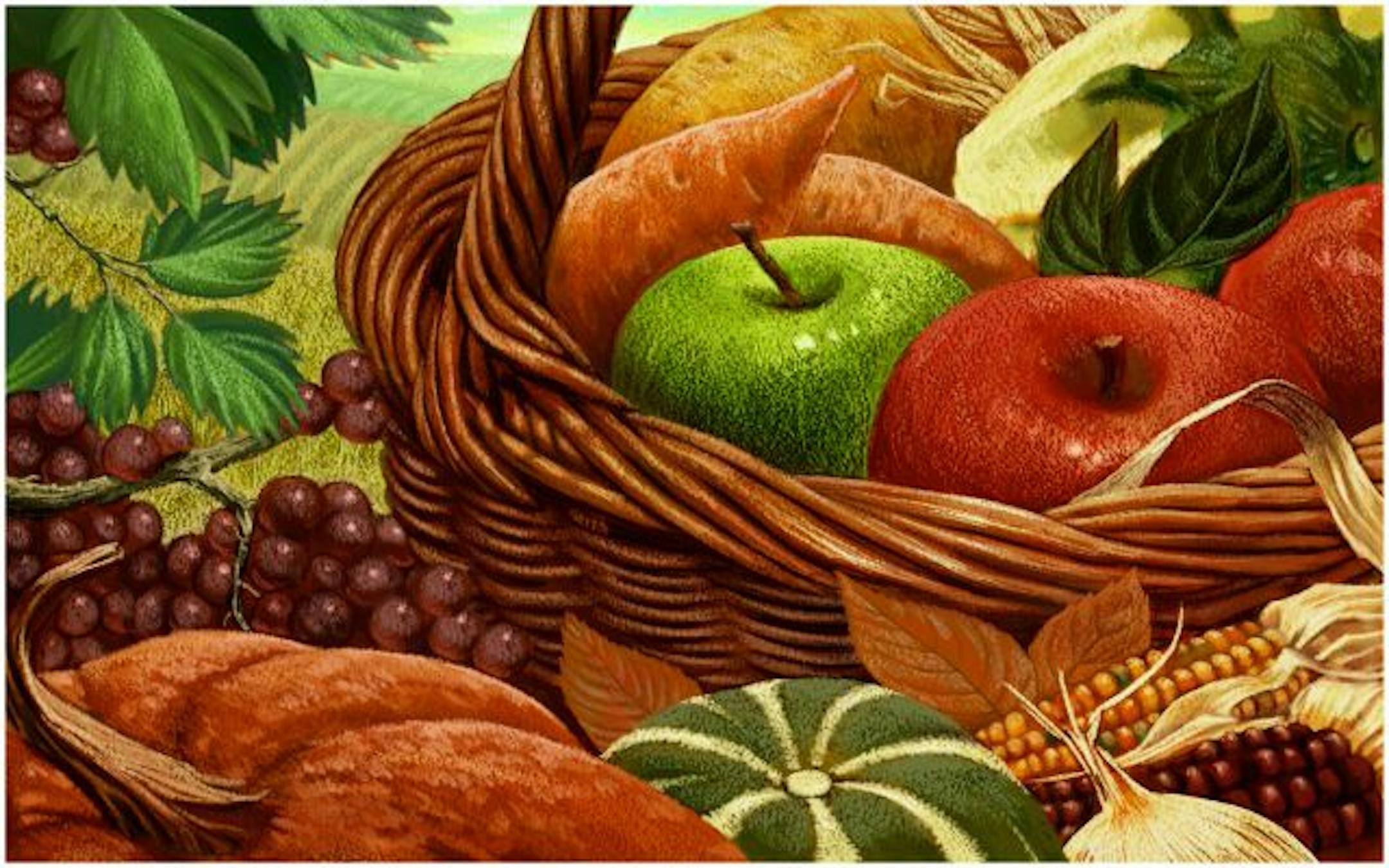 Illustration of Thanksgiving harvest.