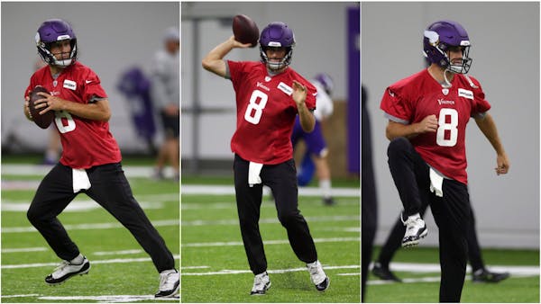 Kirk Cousins went through workouts with his new teammates at the Vikings' practice facility on Wednesday.