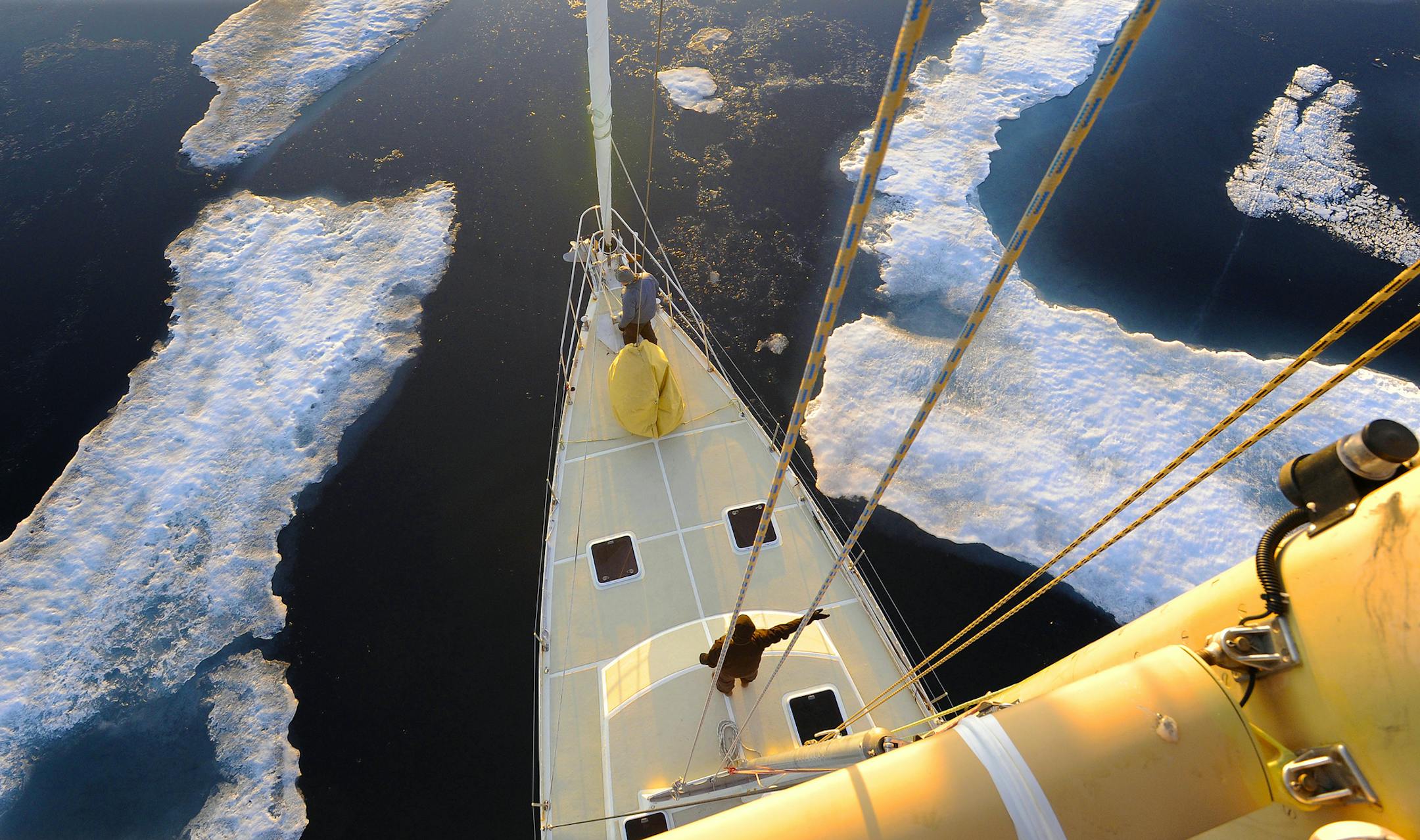 Ocean Watch squeezes through tight sections of pack ice during the successful 2009 Northwest Passage voyage.
