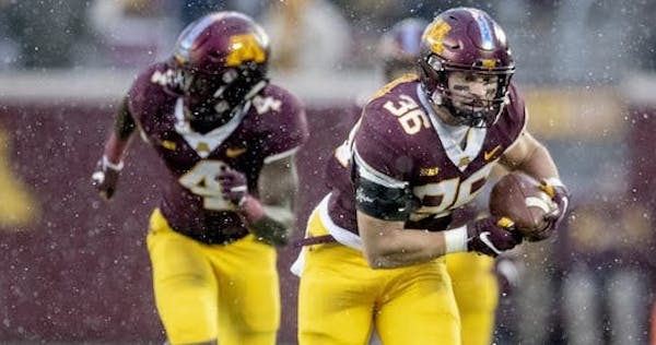 Gophers linebacker Blake Cashman recovered a fumble and ran 40 yards for a touchdown against Purdue at TCF Bank Stadium last Saturday. Cashman also ha