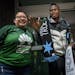 Darwin Quintero was greeted by fans and posed for photos at Terminal 2 of Minneapolis-St. Paul International Airport on Wednesday night. ] CARLOS GONZ