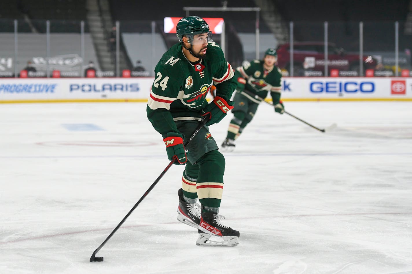 Minnesota Wild defenseman Matt Dumba&nbsp;in action against the Arizona Coyotes during the first period of an NHL hockey game Wednesday, April 14, 2021, in St. Paul, Minn. The Wild won 5-2. (AP Photo/Craig Lassig)