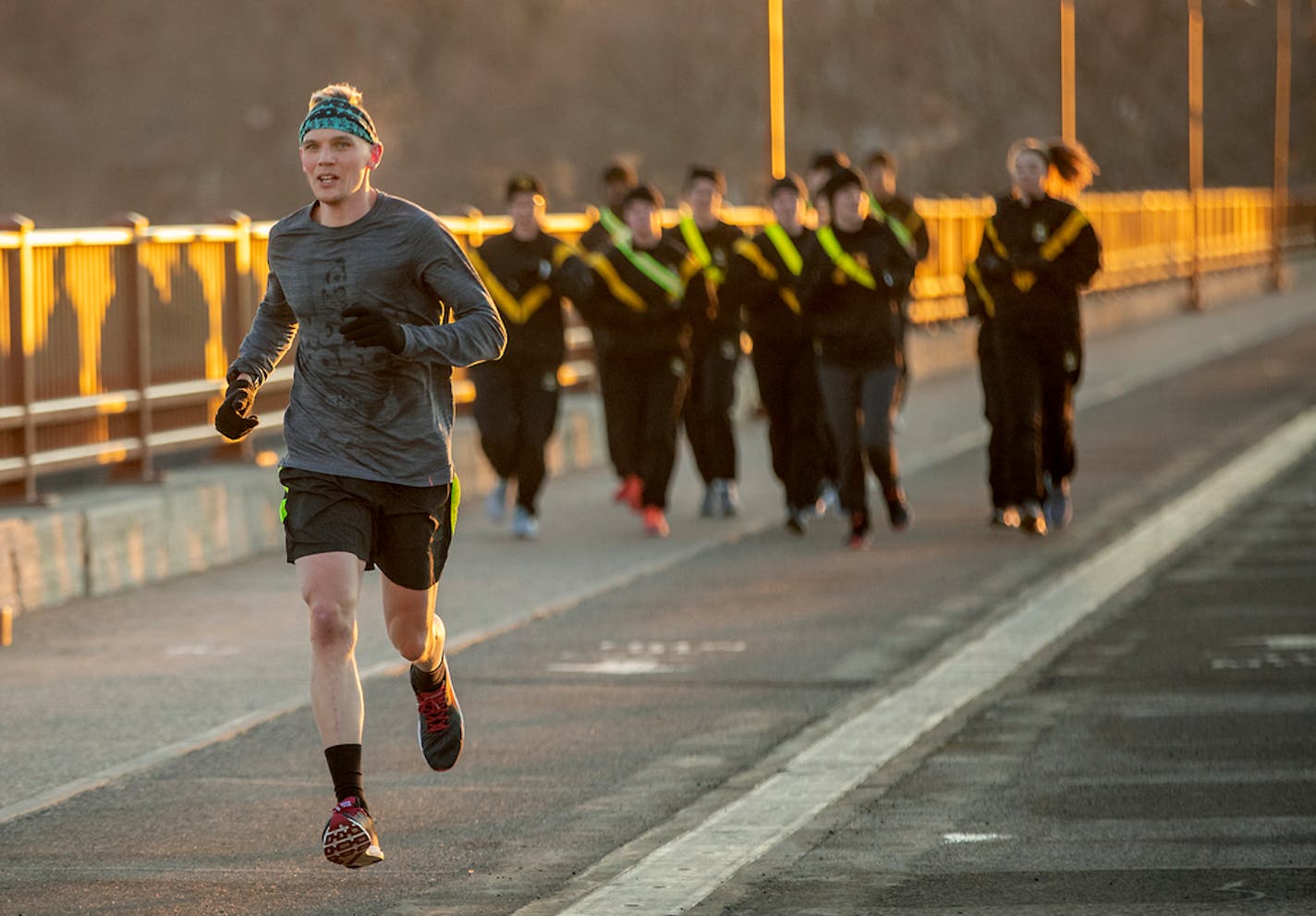 Dane Miller ran the 10th annual Sunrise 6K on the Stone Arch Bridge on Wednesday in Minneapolis.