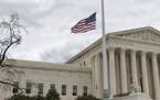 In honor of Justice Antonin Scalia who died on Feb. 13, 2016, the flags in the Supreme Court building's front plaza will continue to fly at half-staff