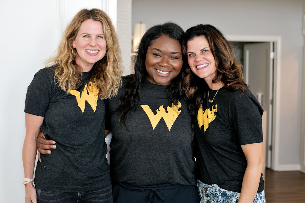 From left, co-founder Megan Kaplan, Brown But Black Voices workshop leader Kaydee Gleplay and co-founder Mekea Duffy