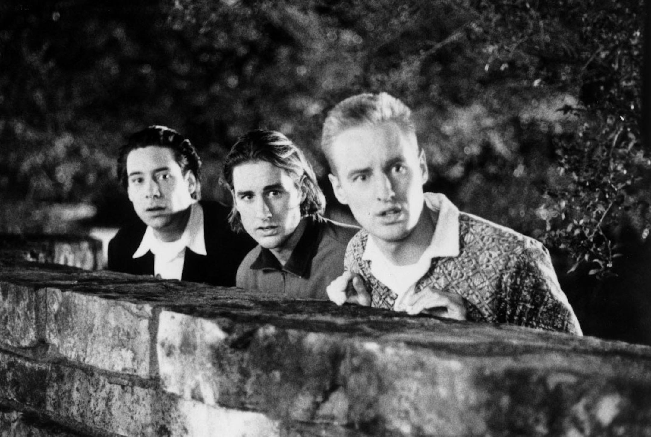 Shown left to right are Robert Musgrave, Luke Wilson, and Owen C. Wilson in the 1996 movie comedy BOTTLE ROCKET. Photo by Deana Newcomb for Columbia Pictures.