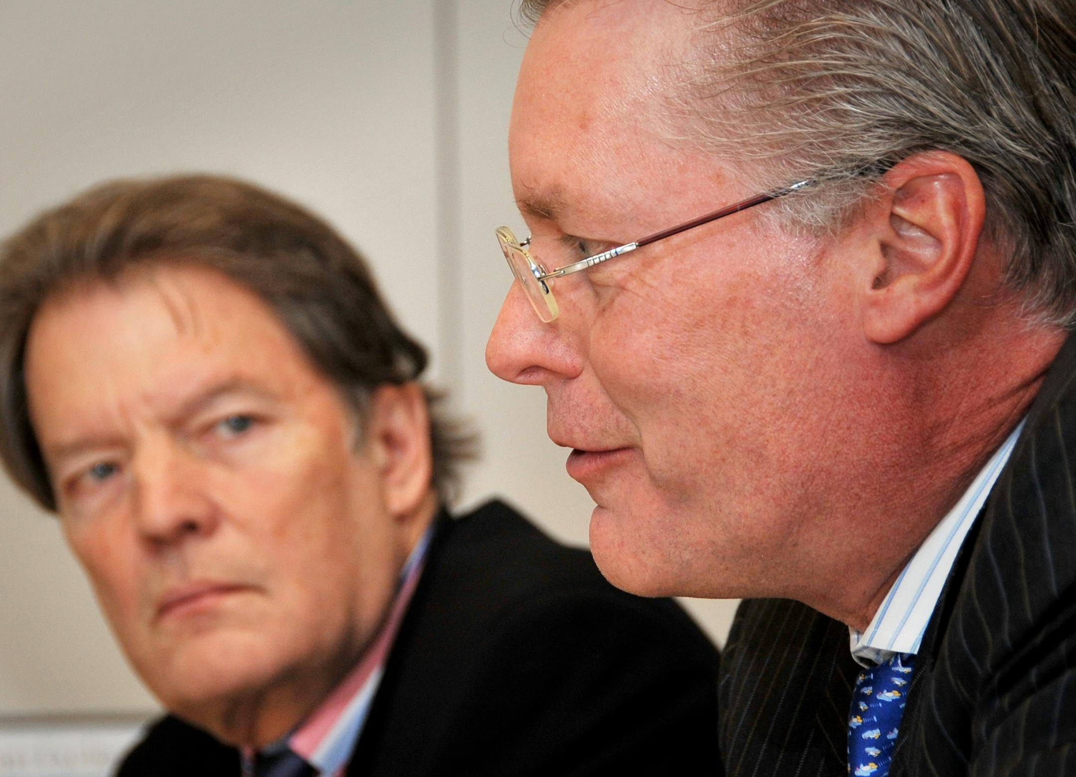 GLEN STUBBE � gstubbe@startribune.com -- Monday, November 10, 2008 -- Minneapolis, Minn. -- Northwest CEO Ed Bastian, right, and Delta General Counsel Ben Hirst, left, met with the Star Tribune editorial board on Monday to discuss Delta's position on repaying the MAC bond debt and the job and service covenants attached to the original financing deal from 1992.