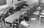 May 26, 1957 Minneapolis Pupils Duck Under Desks At Sound Of Siren For many it's a frightening experience The first grader you saw on page one, crouch