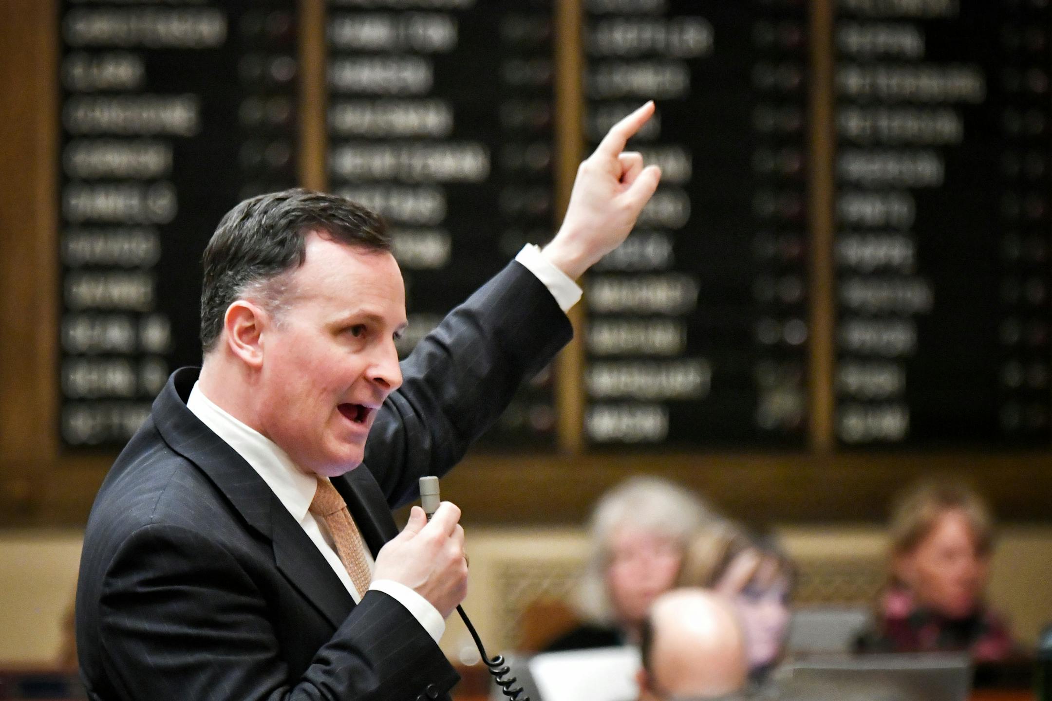 Rep. John Lesch, DFL-St. Paul pushed back on the Zerwas bill that would increase jail time for protesters who block transportation. Pointing out that no one served any time under the current law that provides up to 90 days in jail so increasing possible jail time is not a real deterrent. The House debated the Public Safety & Security Omnibus Budget bill Monday. ] GLEN STUBBE • glen.stubbe@startribune.com Monday, April 3, 2017