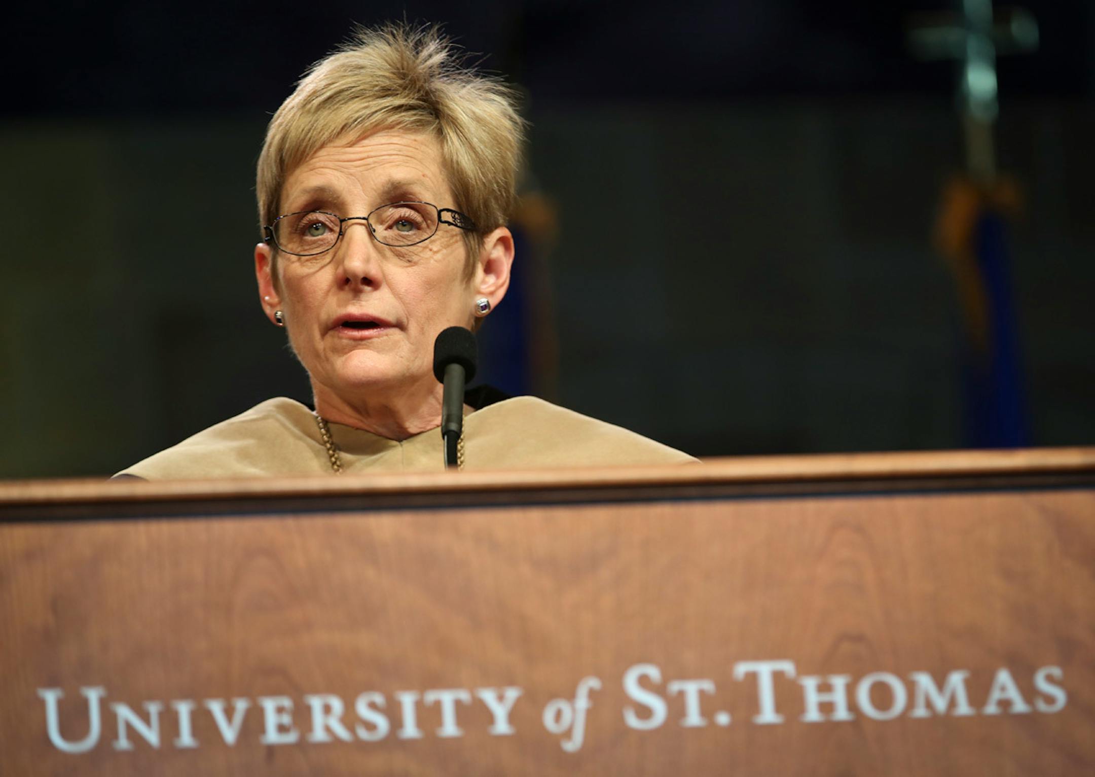The University of St. Thomas president Julie Sullivan on Oct. 17, 2013.