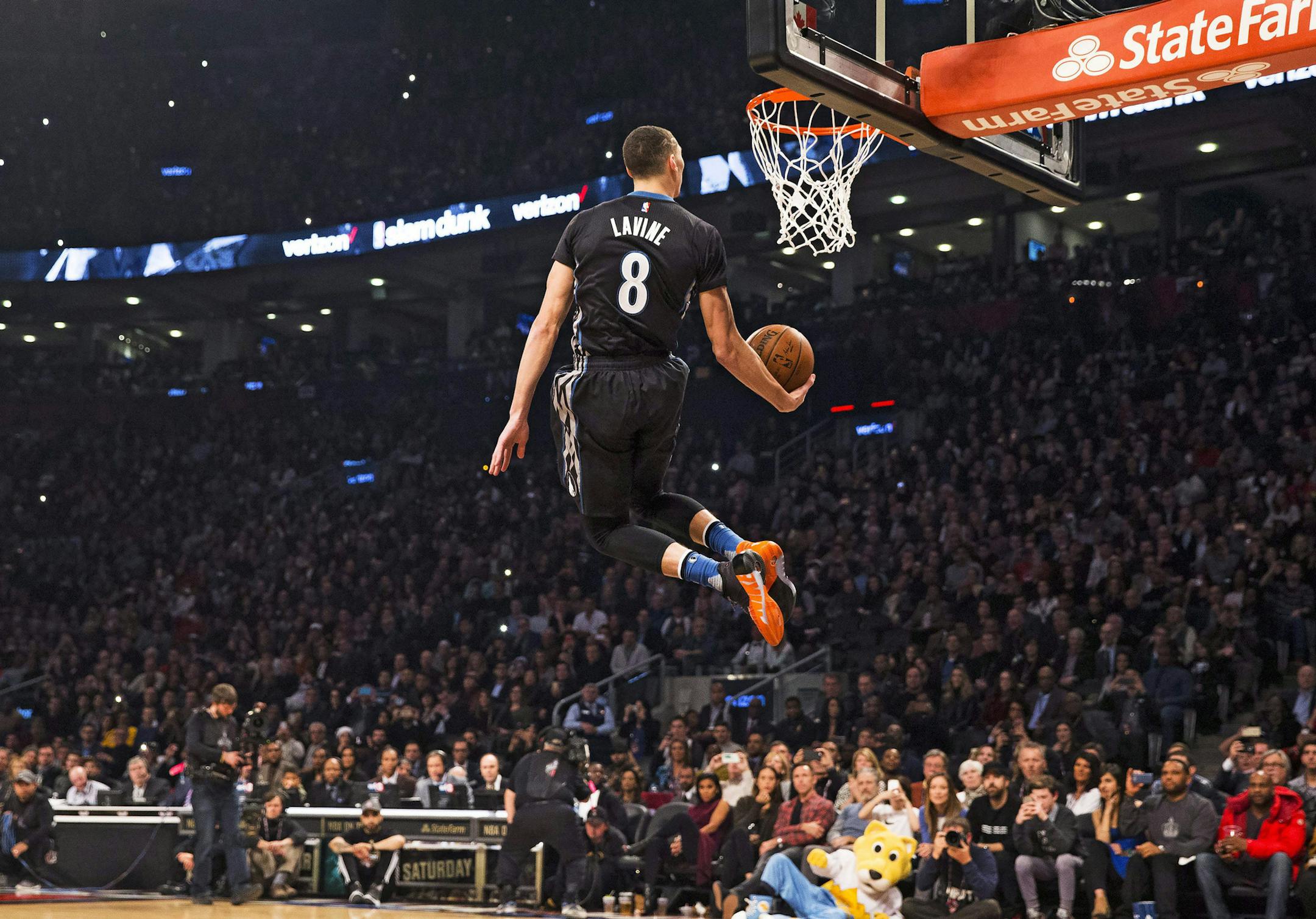 Zach LaVine, then with the Wolves, threw down this dunk during the NBA's All-Star weekend in 2016.