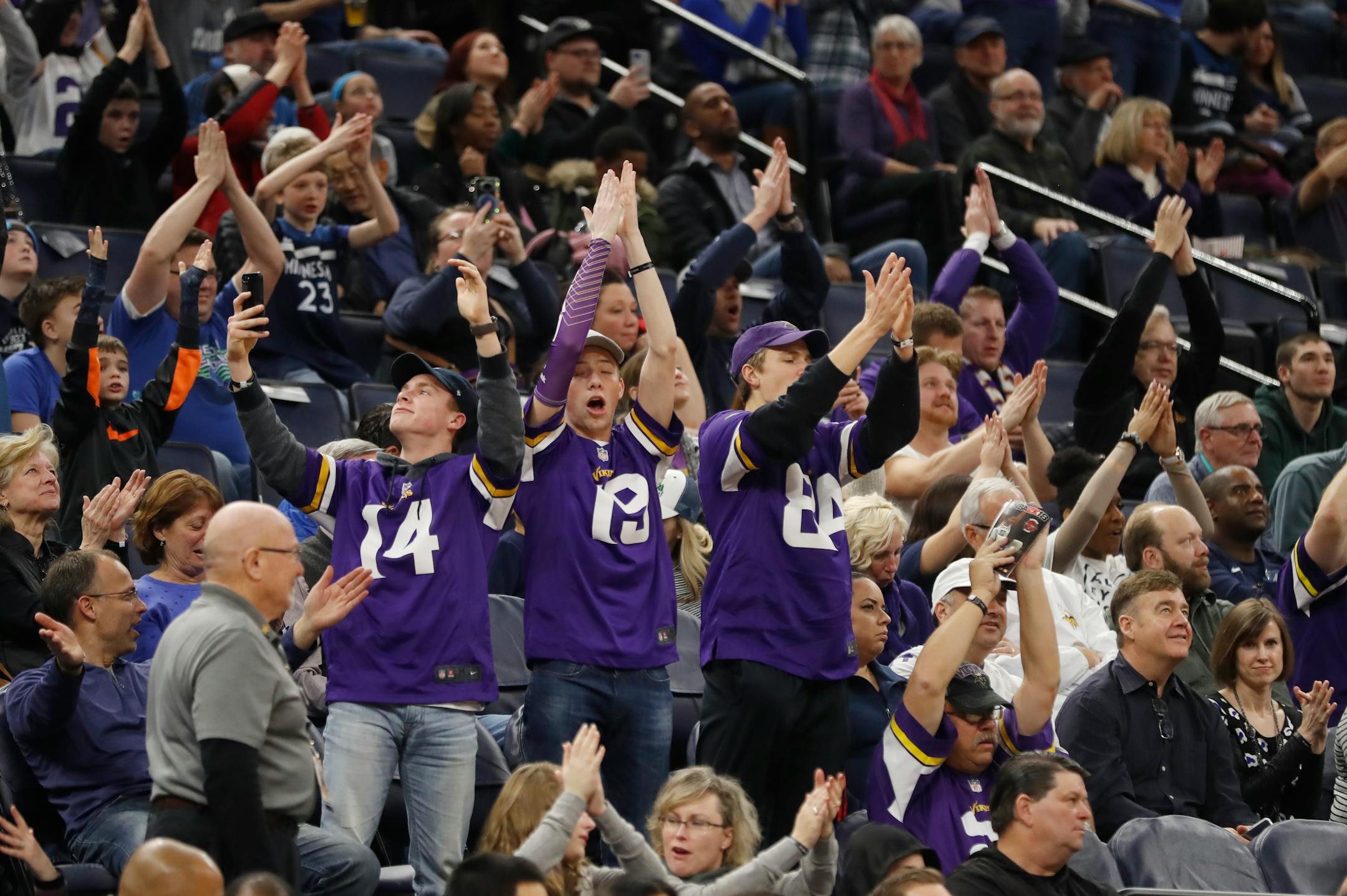 There were Viking fans who were cheering "Skol Vikings."]The Wolves take on the Blazers at Target Center. Richard Tsong-Taatarii�rtsong-taatarii@startribune.com