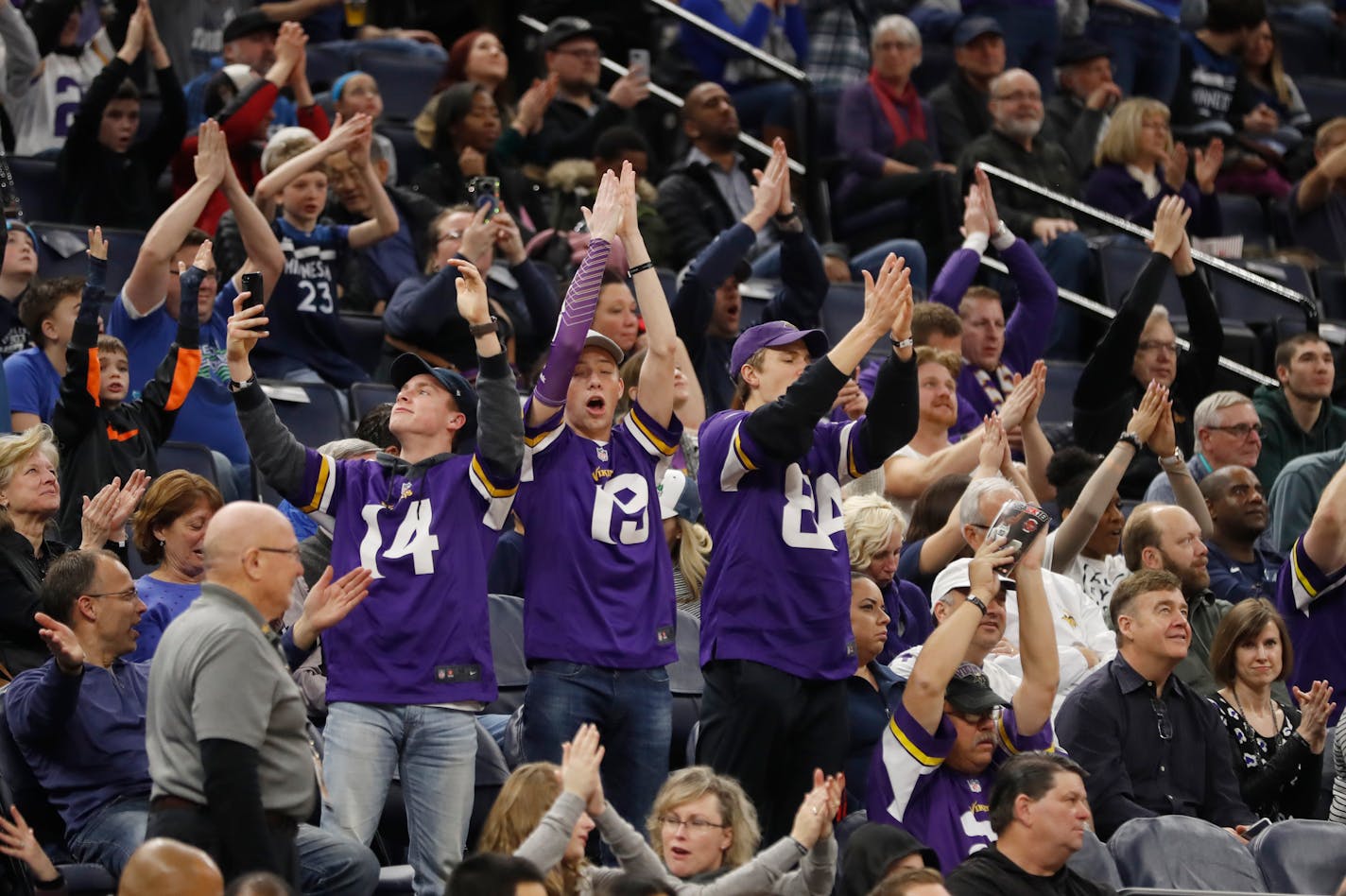 There were Viking fans who were cheering "Skol Vikings."]The Wolves take on the Blazers at Target Center. Richard Tsong-Taatarii�rtsong-taatarii@startribune.com