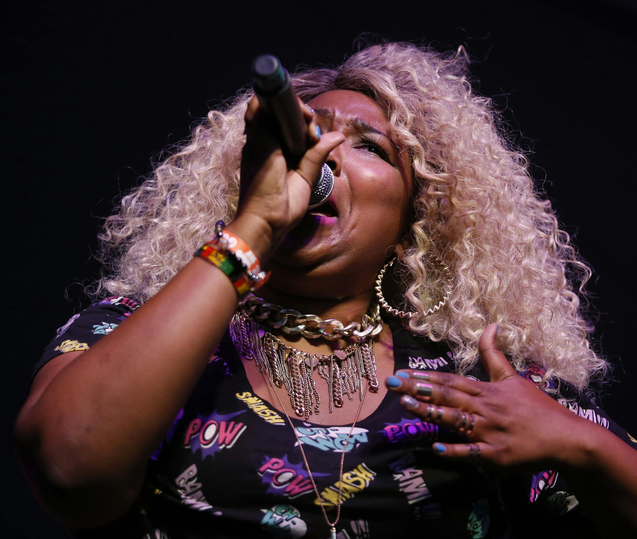 Local favorite Lizzo performed in the Fifth Element tent at Soundset Sunday afternoon. ] JEFF WHEELER ‚Ä¢ jeff.wheeler@startribune.com The annual Soundset indie rap festival descended on Canterbury Park in Shakopee Sunday, May 25, 2014 for the seventh year in a row. ORG XMIT: MIN1405252000020373