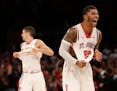 Ron Mvouika, right, and Federico Mussini of St. John's reacted at the end of the Red Storm's 84-72 victory over Syracuse on Sunday.