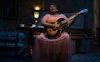 Jamecia Bennett playing the role of Sister Rosetta Tharpe played the guitar during a play dress rehearsal of Marie and Rosetta, the story of Sister Ro