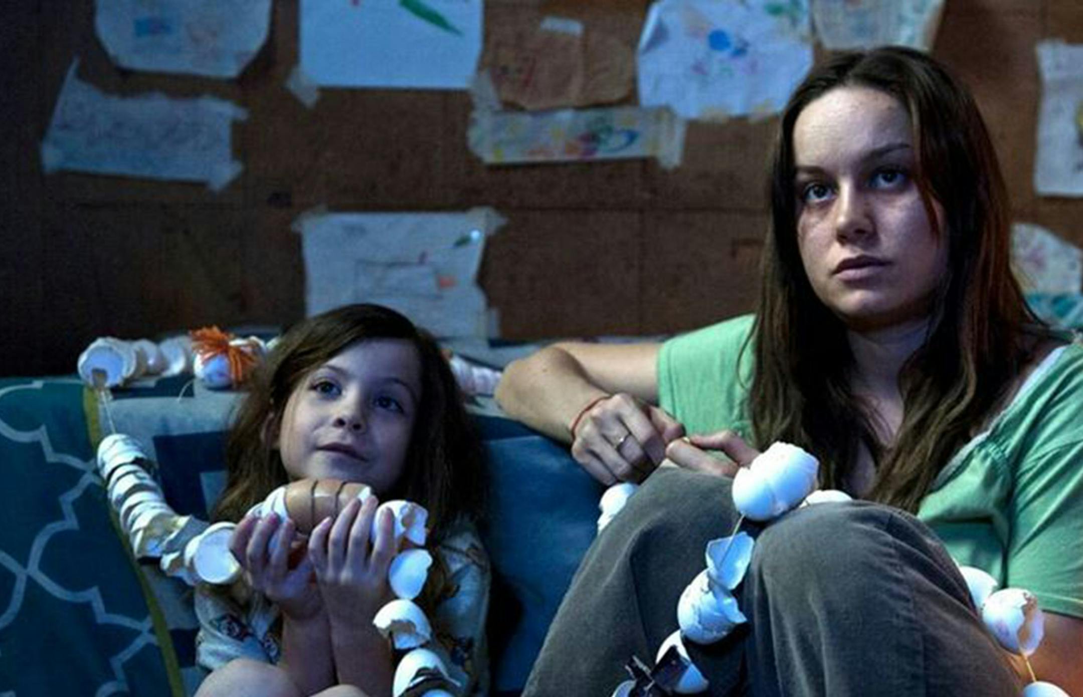 Brie Larson, with Jacob Tremblay, in "Room."