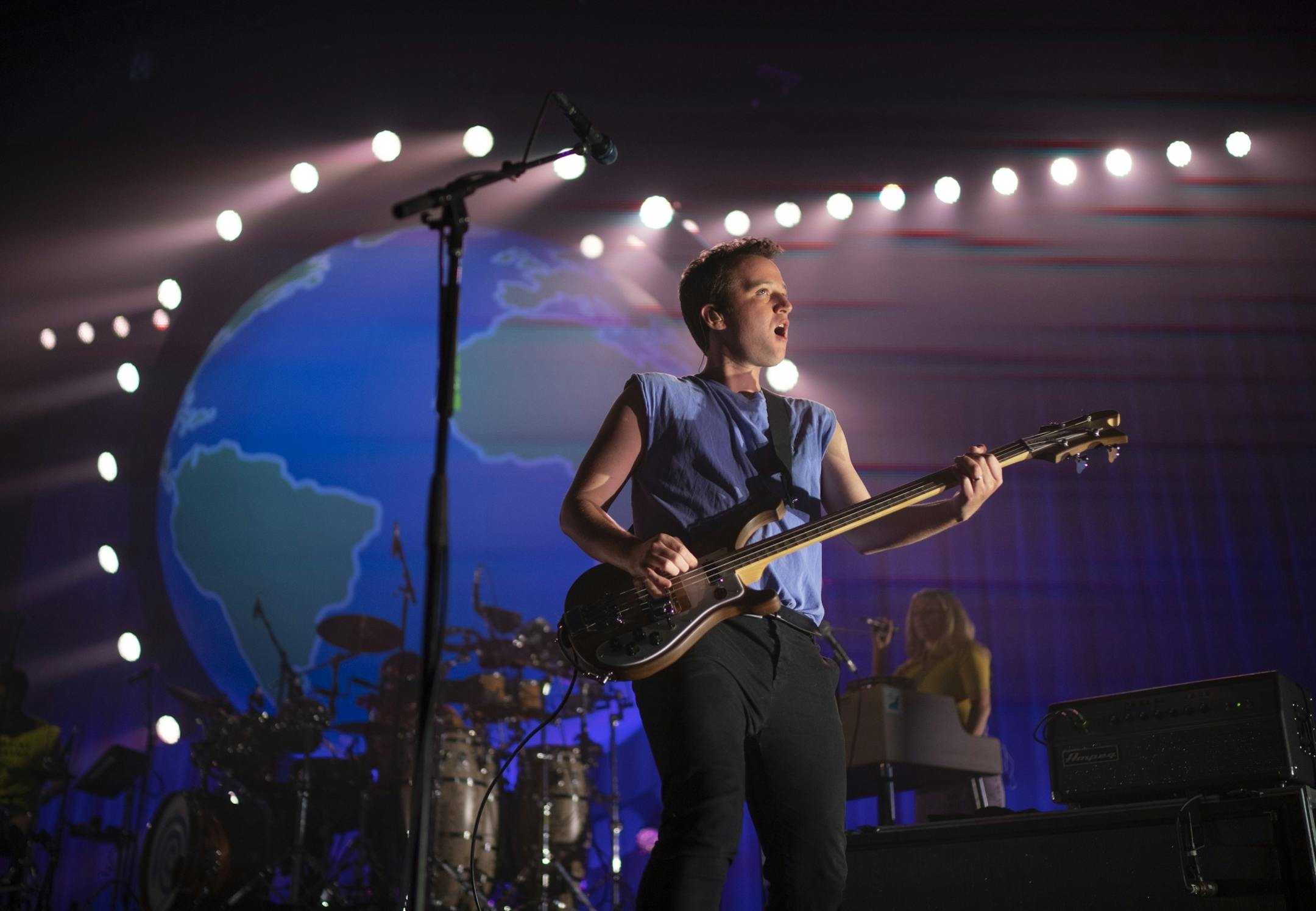 Bassist Chris Baio early in Vampire Weekend's set at The Armory Sunday night.