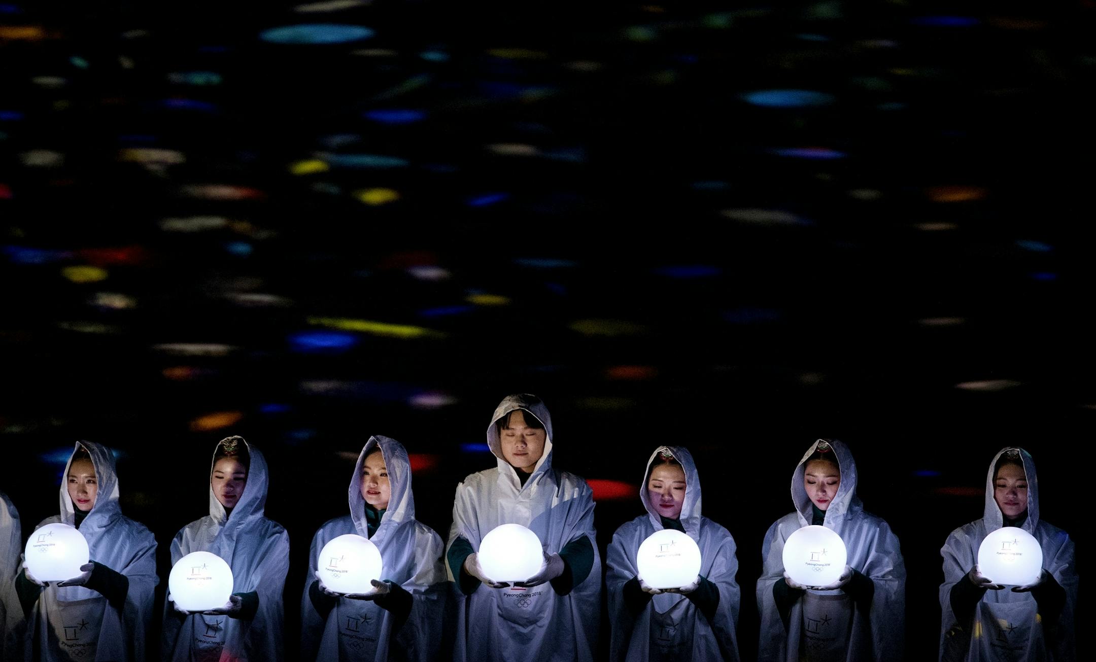 Performers at Pyeongchang Olympic Stadium during Closing Ceremony on Sunday.