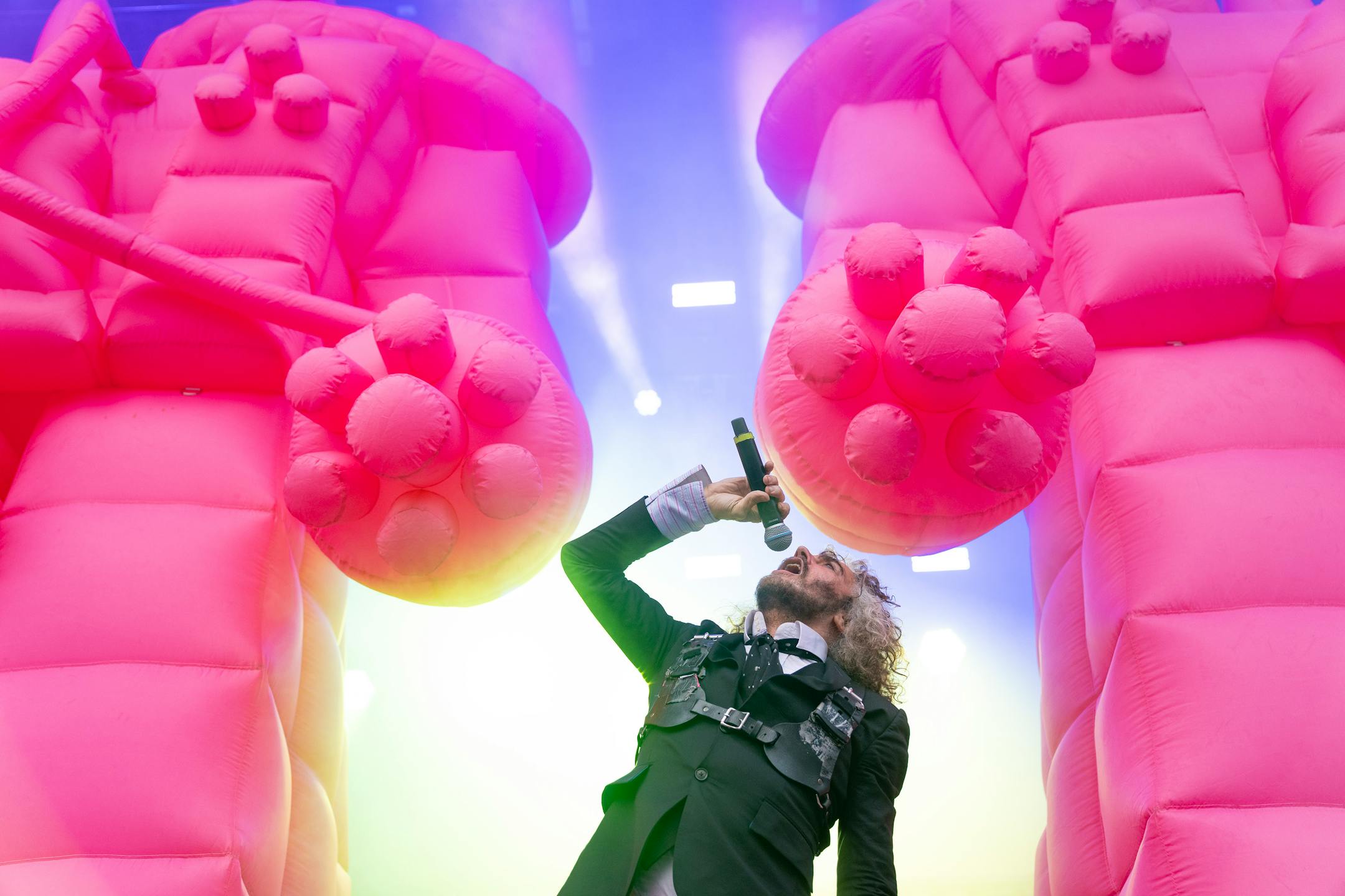 Wayne Coyne, the lead singer of the Flaming Lips, performs with his band at TC Summer Fest Friday, July 14, 2023, at Target Field in Minneapolis.