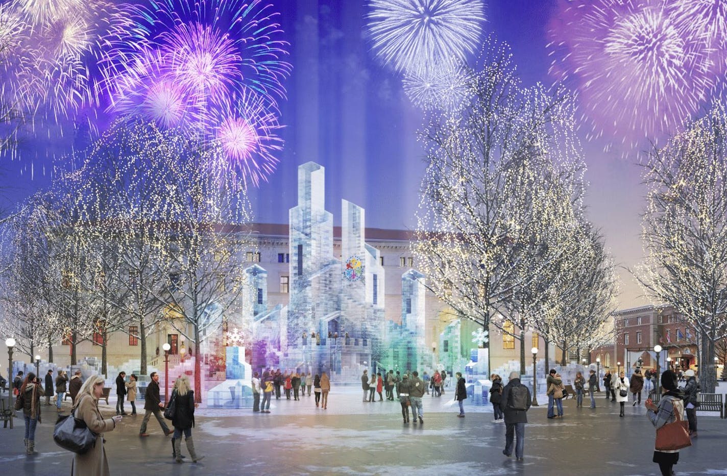 Rendering of the 2018 Saint Paul Winter Carnival ice palace