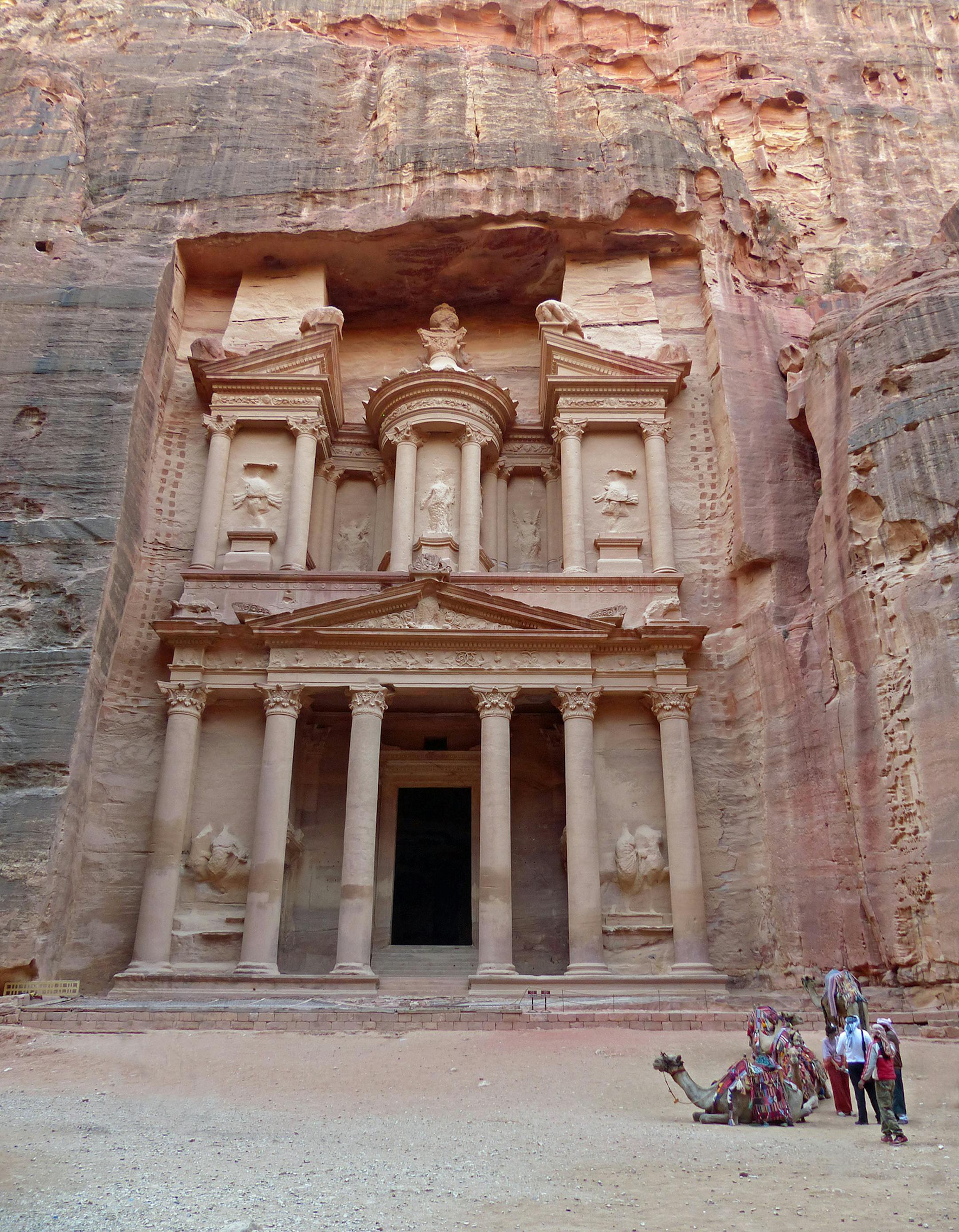 Photographer: Maxine Saul of Lakeville. The scene: ìThe Treasury is the first building facade you see,î as you head into the ancient city of Petra, Jordan, Saul said. Vendors there hoped to sell camel rides. Though she and her husband have collectively visited 75 countries, Petra was on her bucket list ó and it didnít disappoint. ìJordan is a beautiful country with friendly people,î she said. As for the Treasury, ìYou look at that facade and you feel l ike a dw