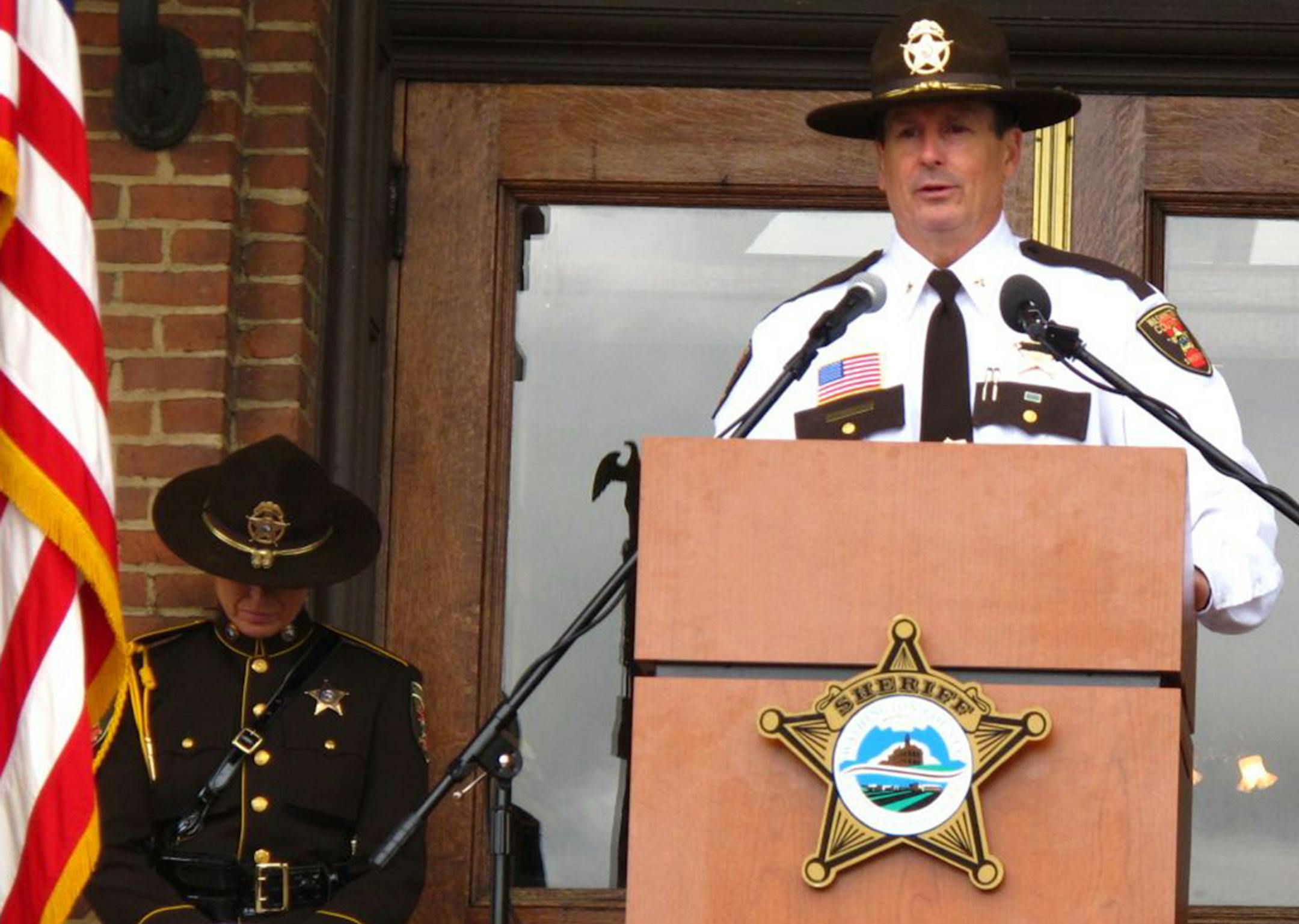 Sheriff Bill Hutton speaks at the May 15 Law Enforcement Memorial Day at Historic Courthouse.