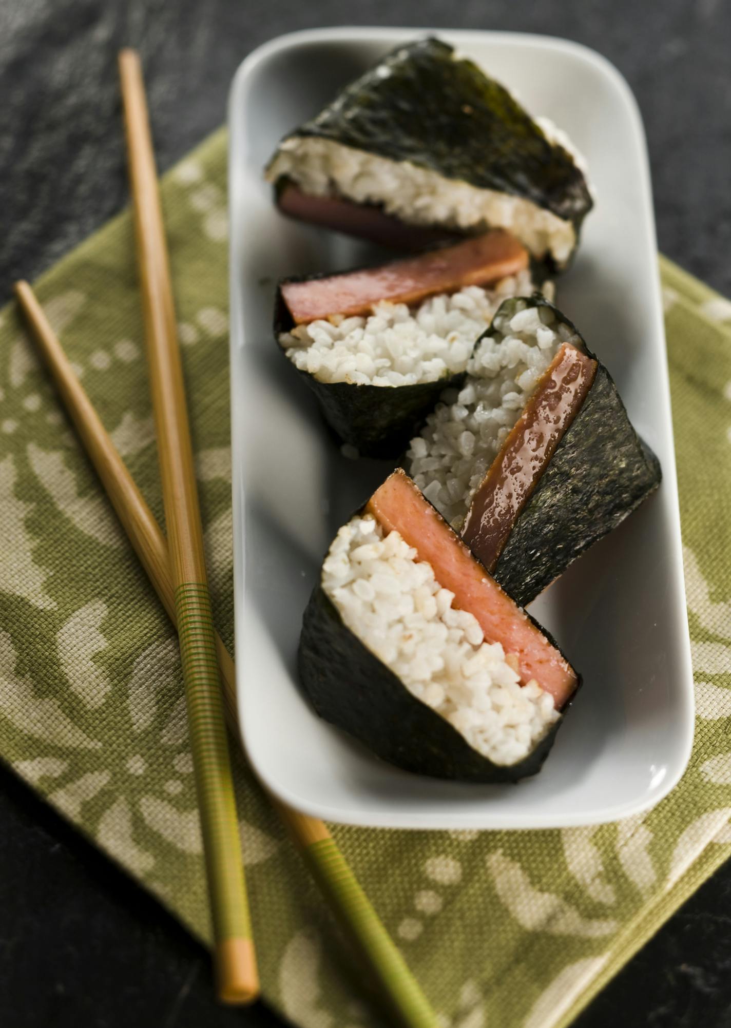 Sushi made with Spam is a Hawaiian specialty, perfect for an inauguration party. (Bill Hogan/Chicago Tribune/MCT)