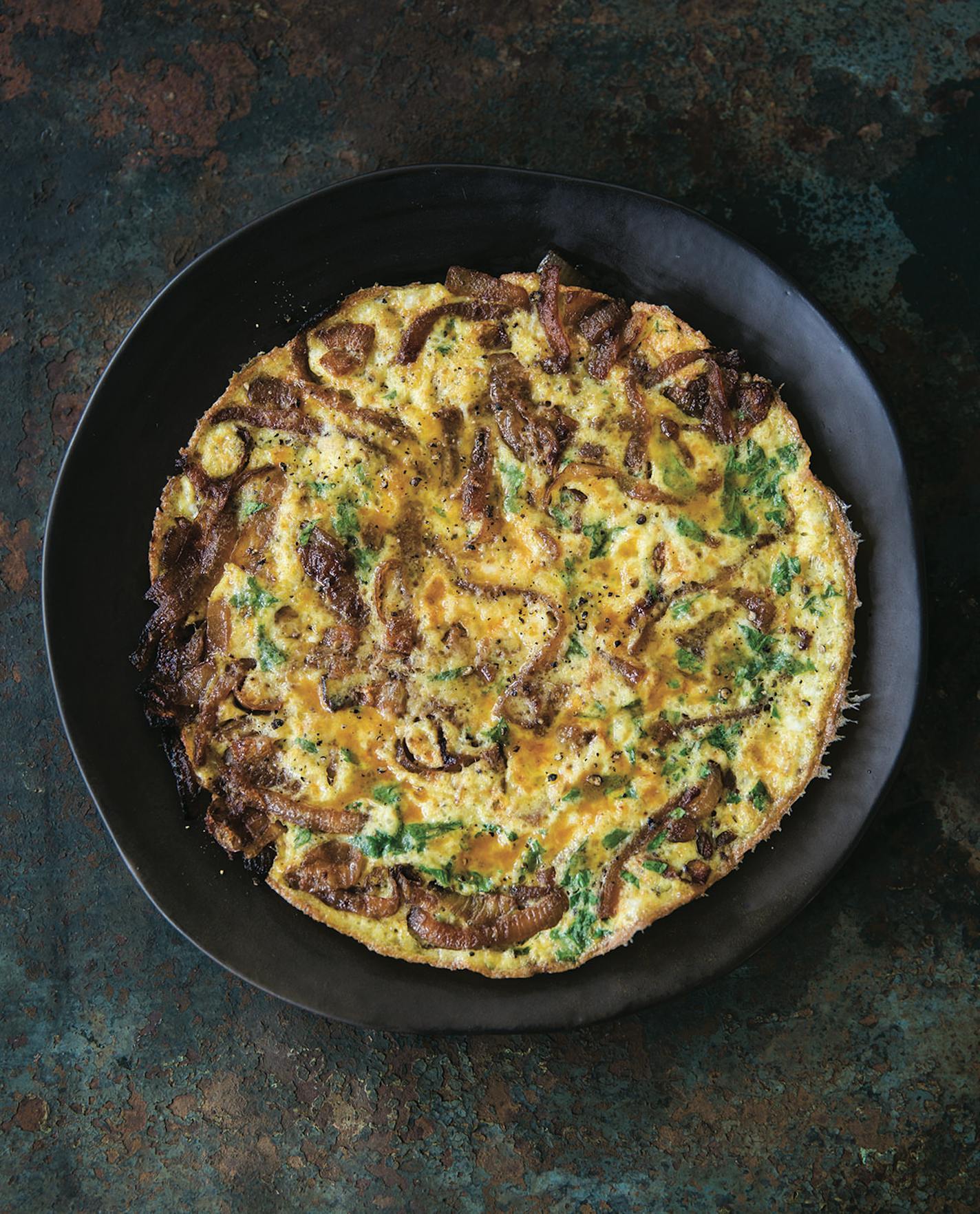 Caramelized Onion Frittata from "In My Kitchen" by Deborah Madison.