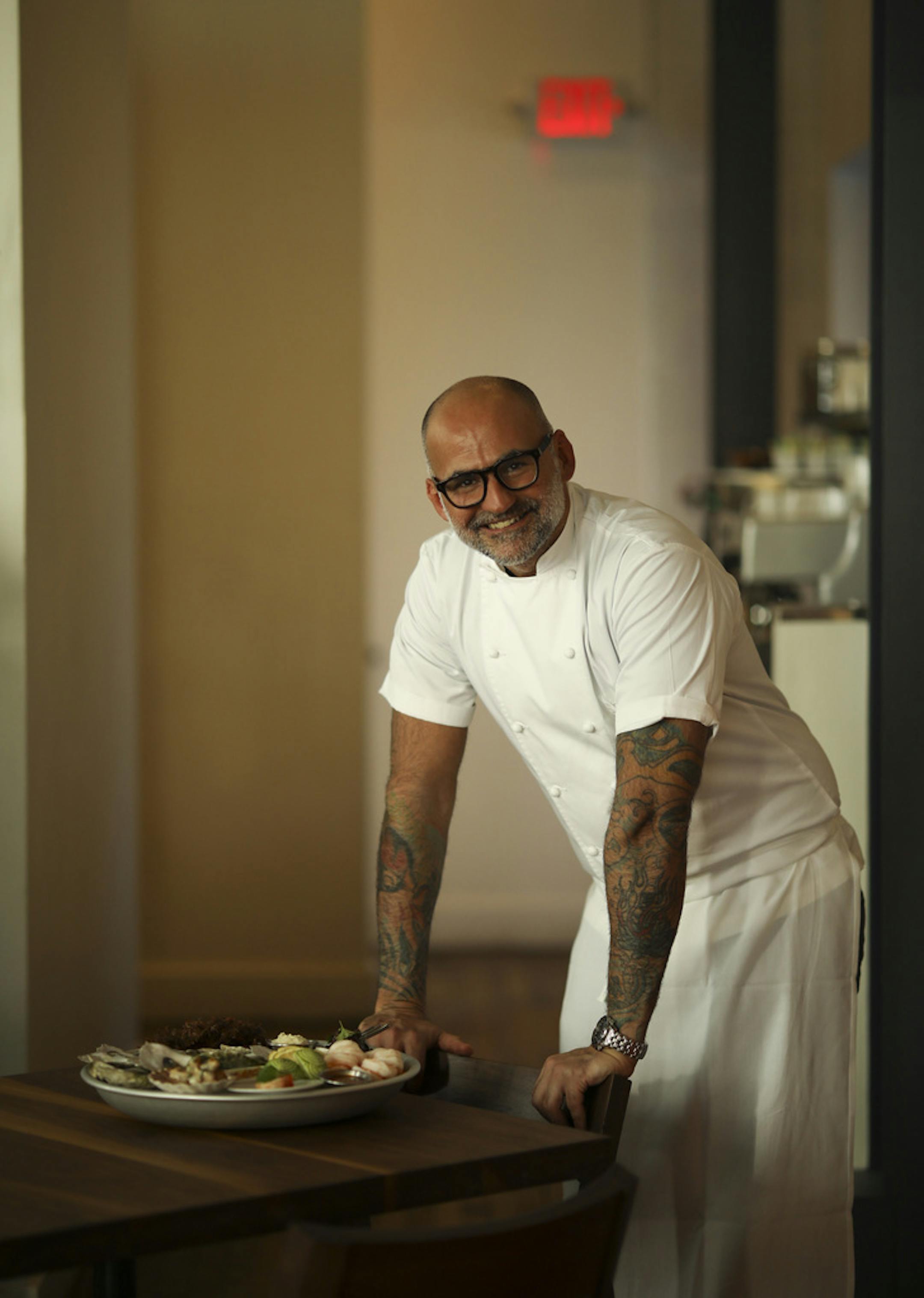 Chef Daniel del Prado in the dining room of his restaurant, Martina. ] JEFF WHEELER • jeff.wheeler@startribune.com Chef Daniel del Prado's Martina is an exciting new addition to the local dining scene. The Linden Hills restaurant was photographed Wednesday evening, March 14, 2018.