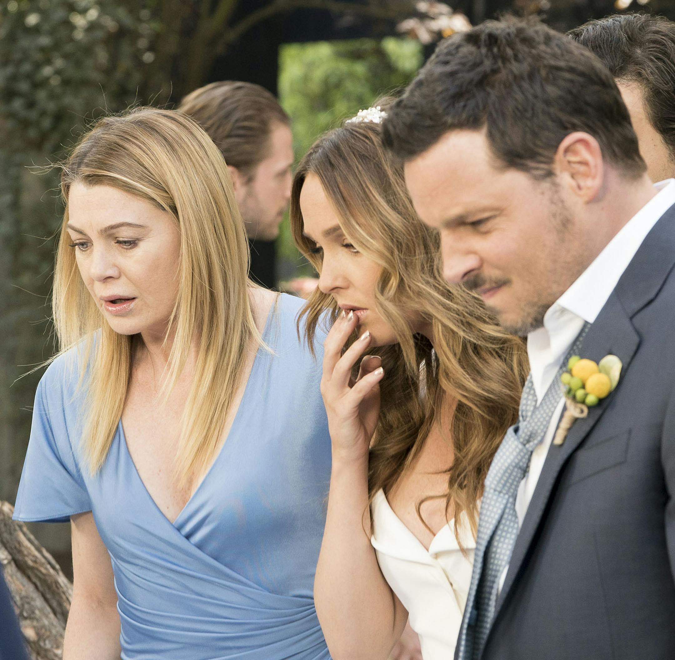 Ellen Pompeo, Camilla Luddington and Justin Chambers in the season finale of "Grey's Anatomy."