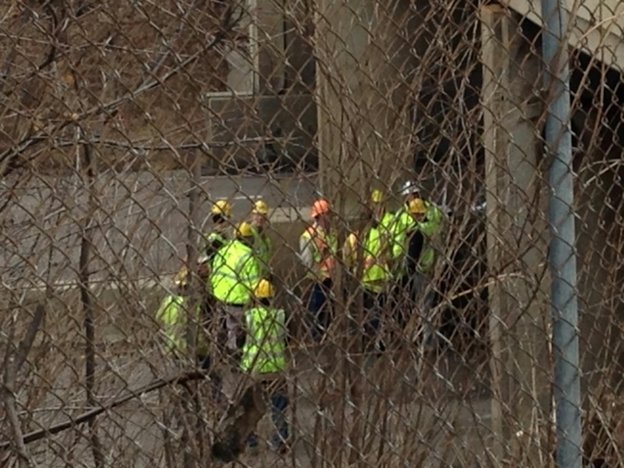 Officials inspected the damage after a gas leak near I-35W in Bloomington.