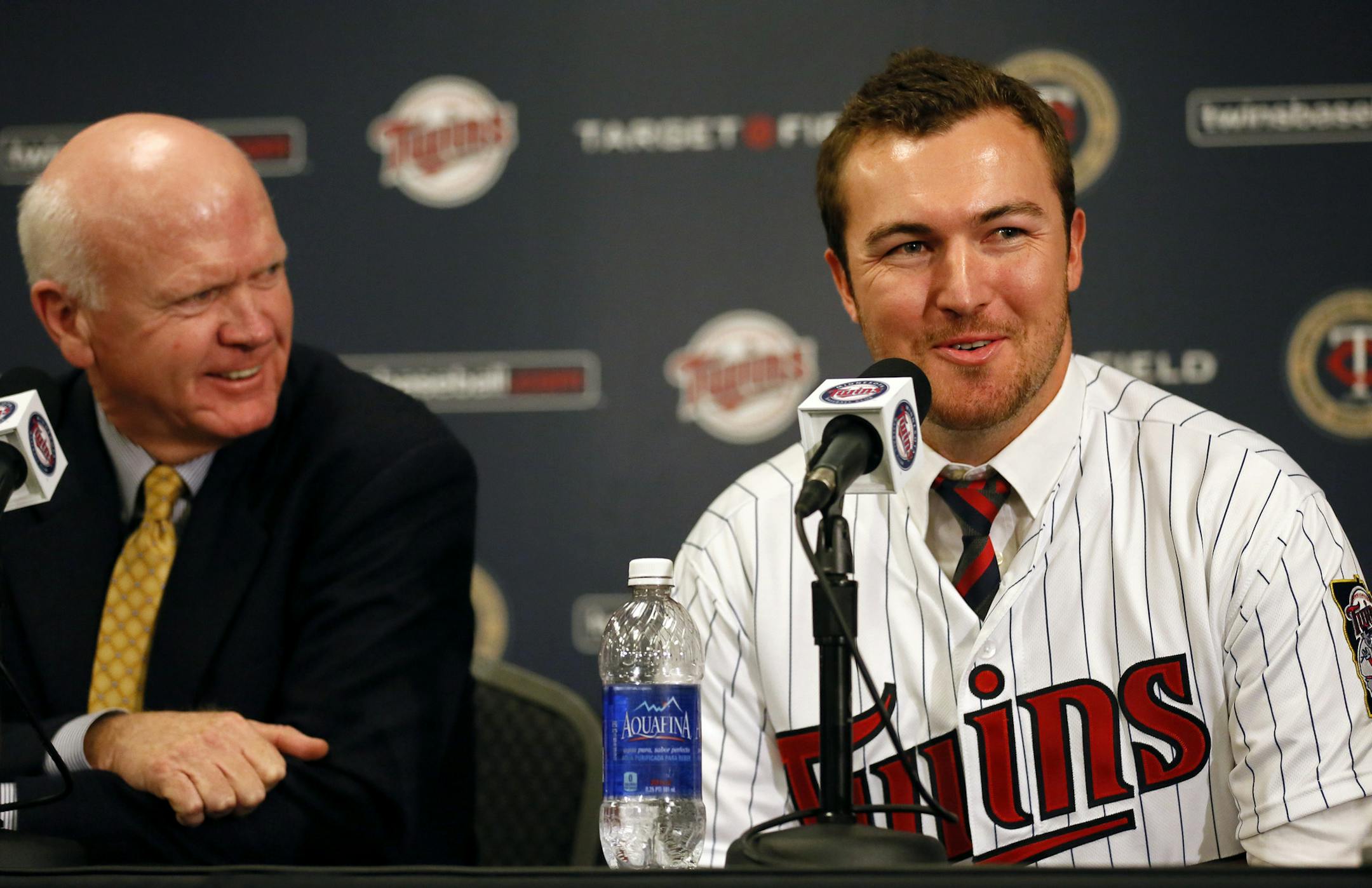 The Twins have officially announced the signing of righthander Phil Hughes to a three-year, $24 million contract. The deal was reached late last week but the club spent recent days going over details and checking Hughes' medical records before announcing the deal. Here, Hughes and GM Terry Ryan talked with the media. ] Minneapolis, MN - 12/05//2013