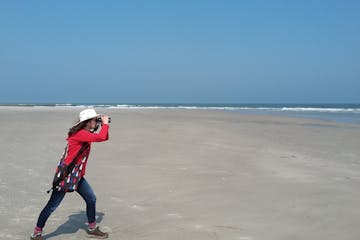 Author Julia Zarankin birding in Canada.