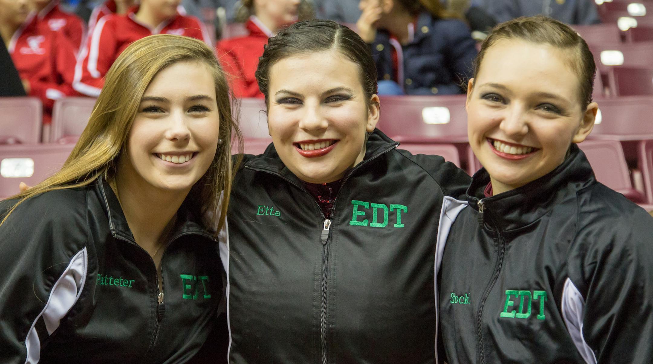 Edina High School Dance Team Captains, Abby Platteter, Etta Winje and Verena Stockl await the start of the Best of the Best Showcase. [ Special to Star Tribune, photo by Matt Blewett, Matte B Photography, matt@mattebphoto.com, January 6, 2017, University of Minnesota Dance Team's Best of the Best Showcase, William's Arena, University of Minnesota Campus, Minneapolis, Minnesota, SAXO 1002854050 FACE011517 http://edinaschools.org/Page/719
