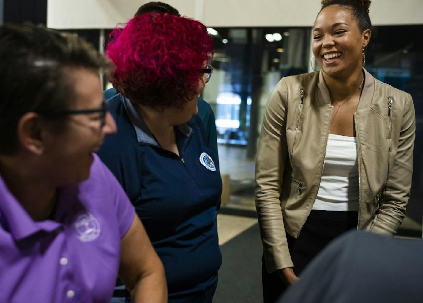 The Lynx's Napheesa Collier, who was named WNBA Rookie of the Year on Monday, came over to greet some fans.