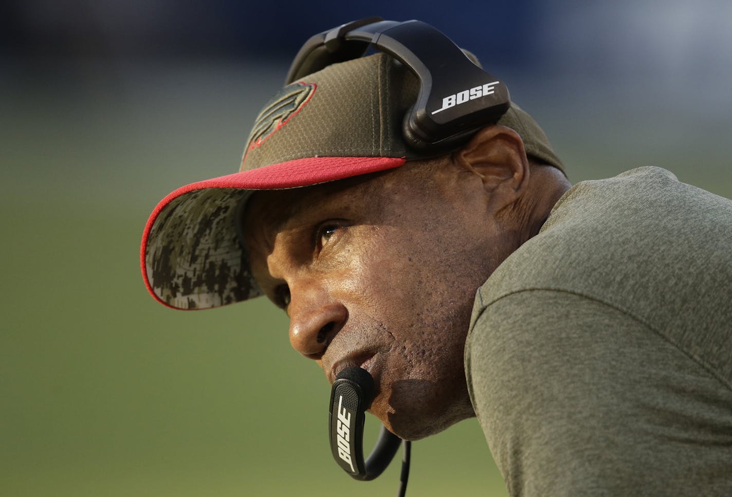 FILE - In this Nov. 19, 2017, file photo, Buffalo Bills defensive coordinator Leslie Frazier watches during the second half of an NFL football game against the Los Angeles Chargers, in Carson, Calif. A person with knowledge of the situation confirms to The Associated Press the Indianapolis Colts have sought permission to interview Buffalo Bills defensive coordinator Leslie Frazier for their head-coaching vacancy. The person spoke on the condition of anonymity on Thursday, Feb. 8, 2018, because n