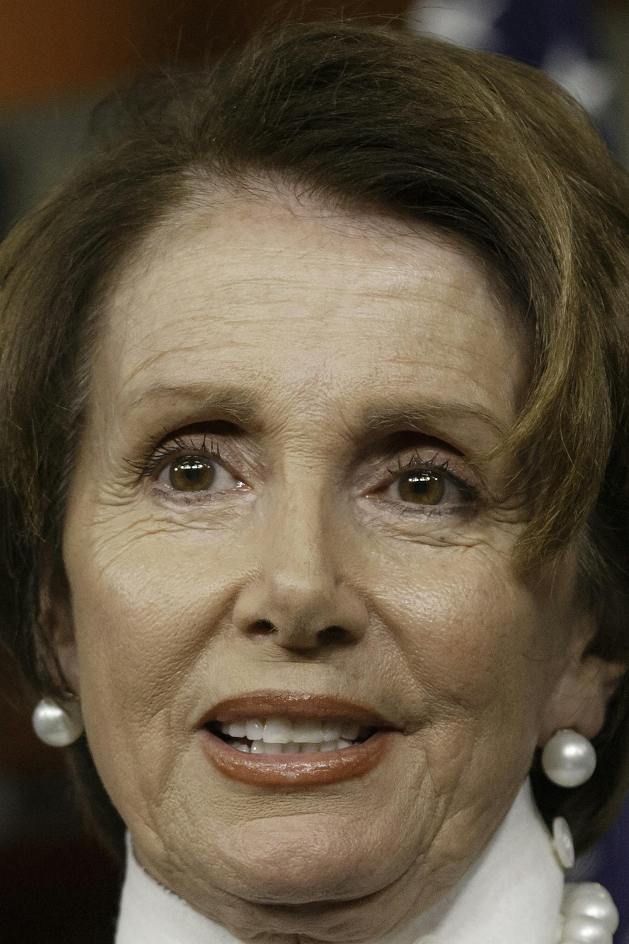 House Democratic leader Nancy Pelosi, D-Calif., takes questions from reporters about the stunning primary defeat of House Majority Leader Eric Cantor, R-Va., by an underfunded and unknown tea party challenger, during a news conference at the Capitol in Washington, Thursday, June 12, 2014. The California Democrat said sheís hopeful that the House can still move on issues like an immigration overhaul, despite concerns that Cantorís departure could drive House Republicans further to the r