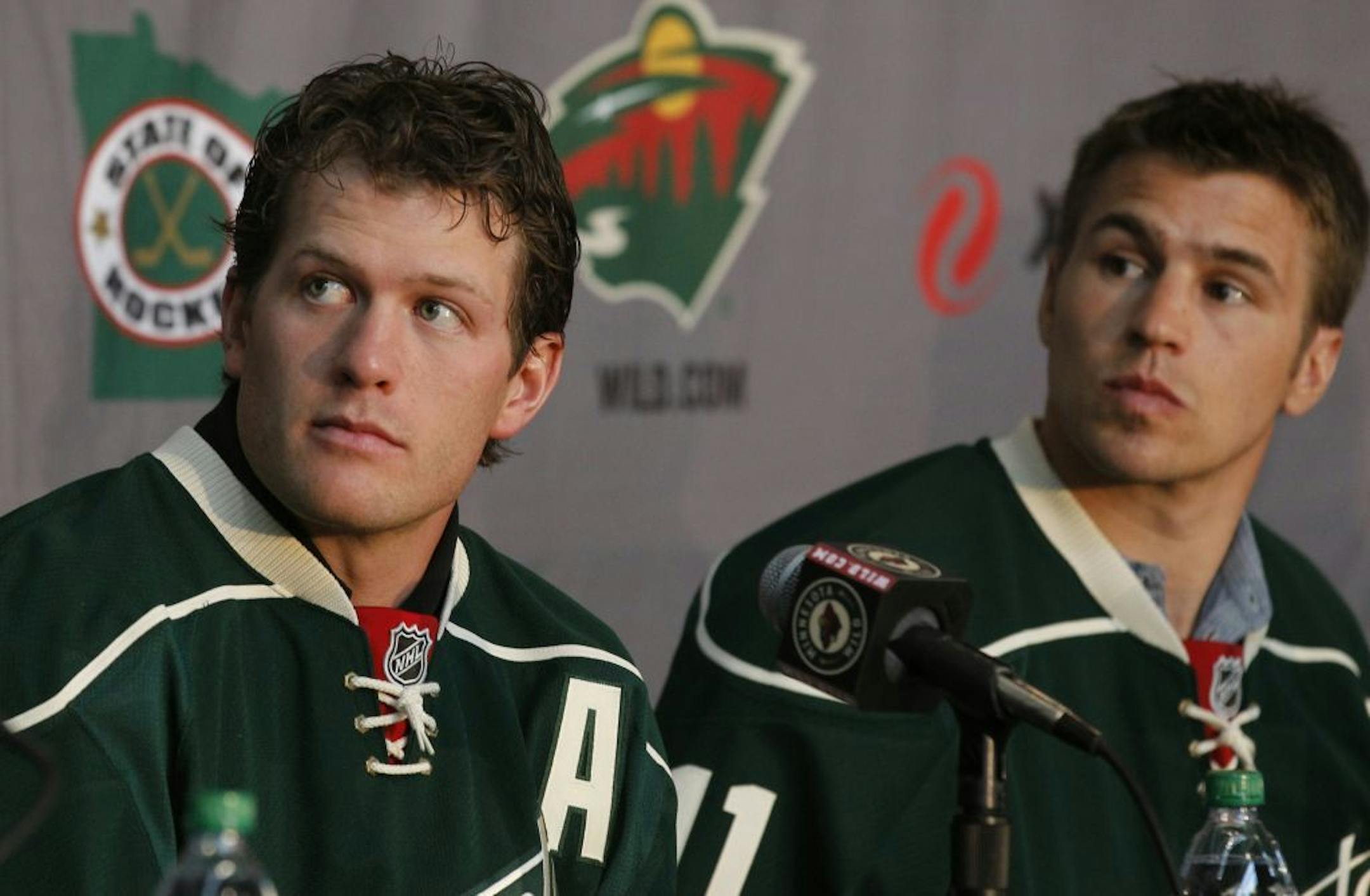 The Minnesota Wild will introduce Ryan Suter left Zach Parise to the media at a press conference Monday July 09, 2012 in St. Paul, MN.